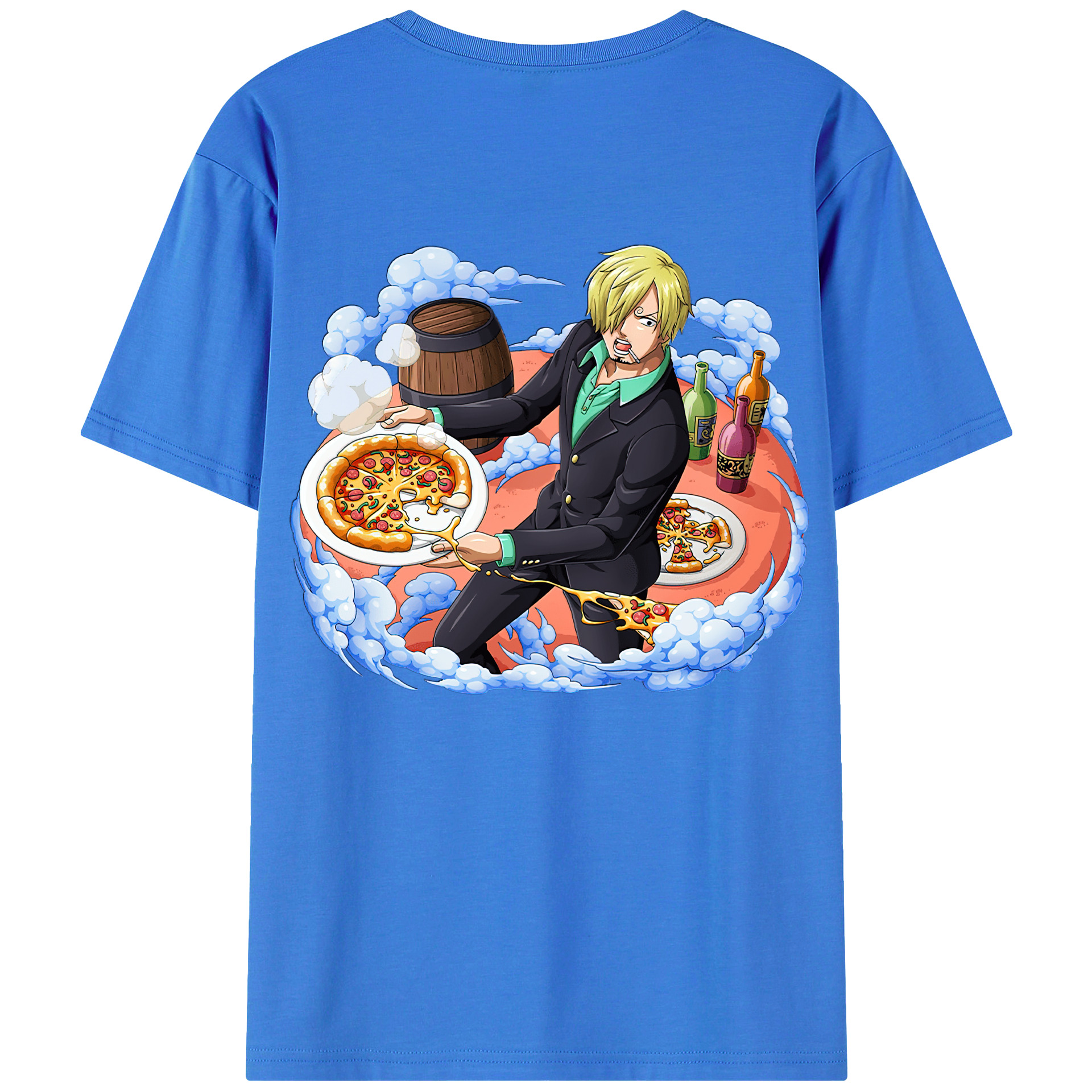（画像用） ワンピース サンジ ONE PIECE Sanji 綿100％ メンズ半袖Tシャツ（バックプリント） 通気性