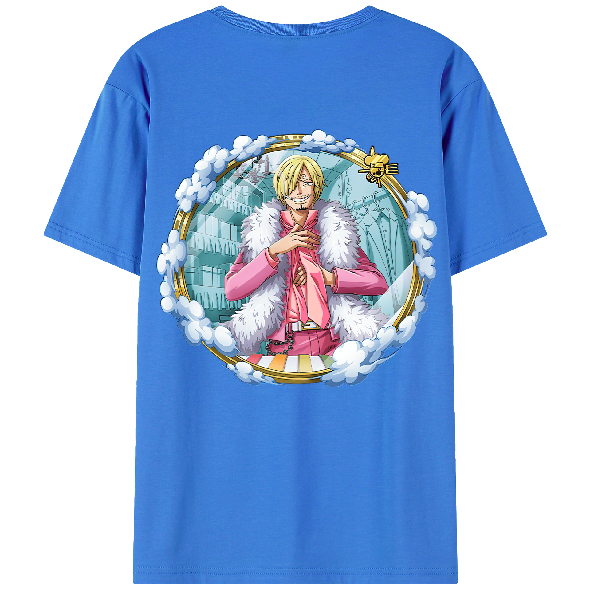 （画像用） ワンピース サンジ ONE PIECE Sanji 綿100％ メンズ半袖Tシャツ（バックプリント） 通気性