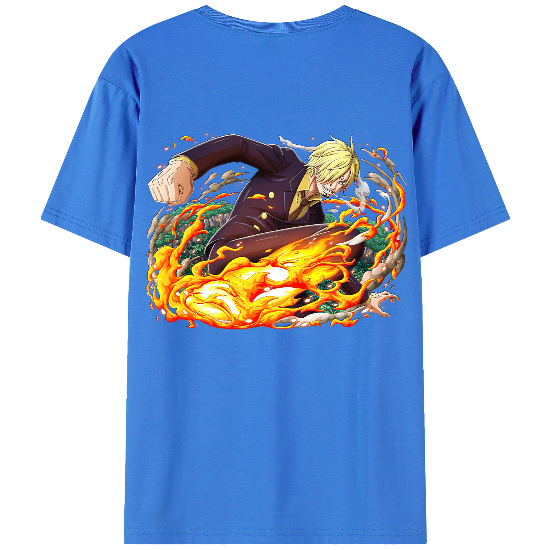 （画像用） ワンピース サンジ ONE PIECE Sanji 綿100％ メンズ半袖Tシャツ（バックプリント） 通気性
