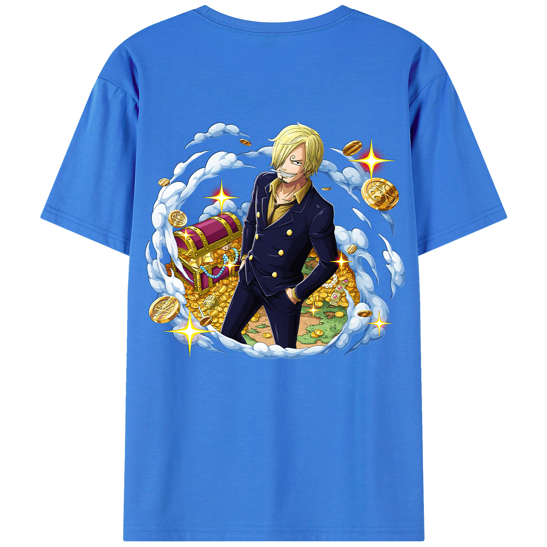 （画像用） ワンピース サンジ ONE PIECE Sanji 綿100％ メンズ半袖Tシャツ（バックプリント） 通気性