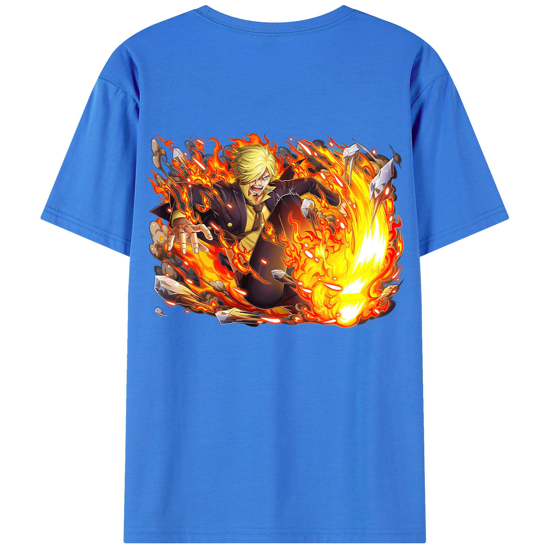 （画像用） ワンピース サンジ ONE PIECE Sanji 綿100％ メンズ半袖Tシャツ（バックプリント） 通気性