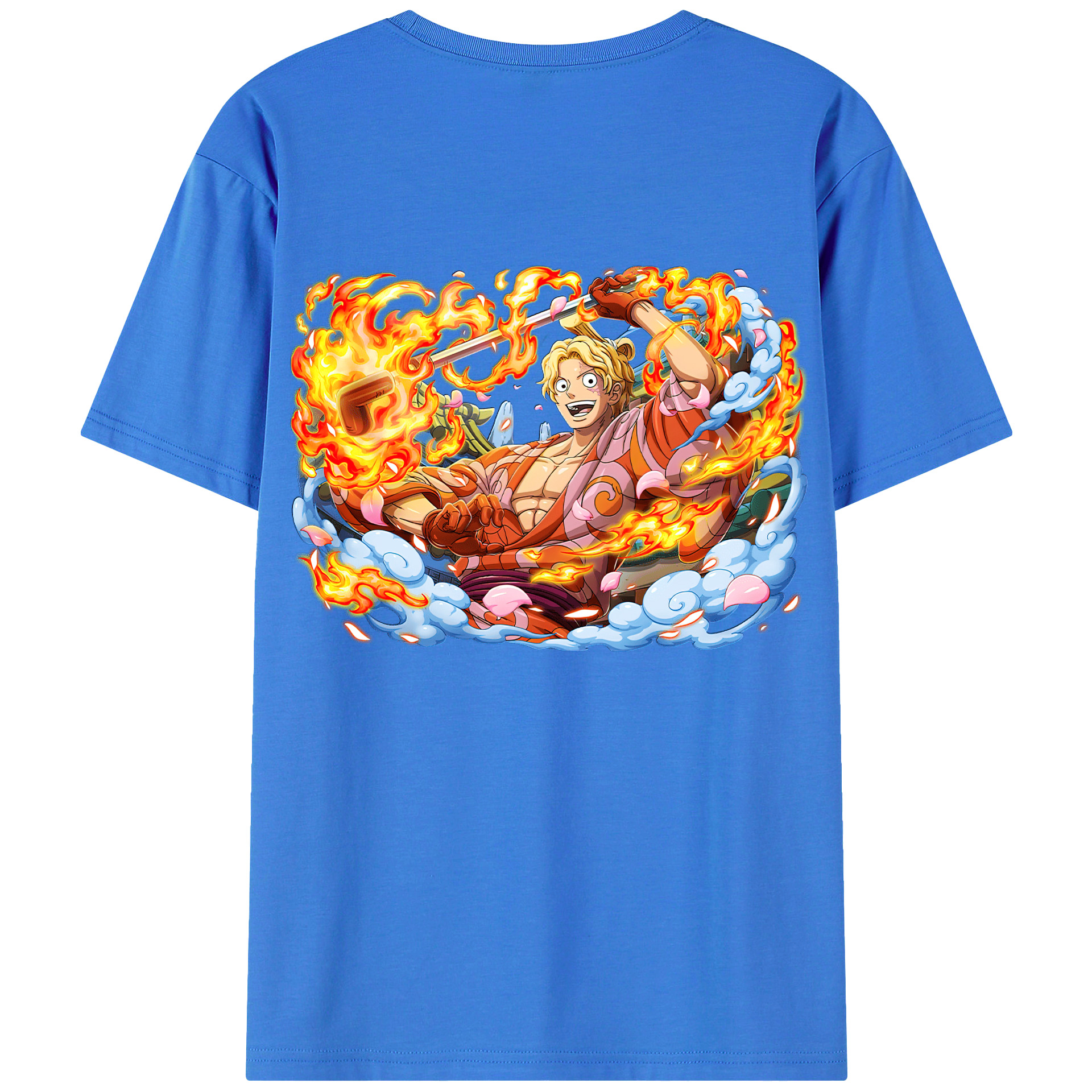 （画像用） ワンピース サンジ ONE PIECE Sanji 綿100％ メンズ半袖Tシャツ（バックプリント） 通気性