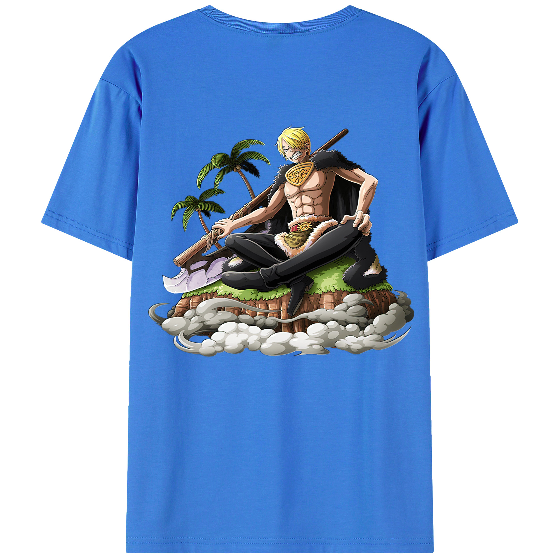 （画像用） ワンピース サンジ ONE PIECE Sanji 綿100％ メンズ半袖Tシャツ（バックプリント） 通気性