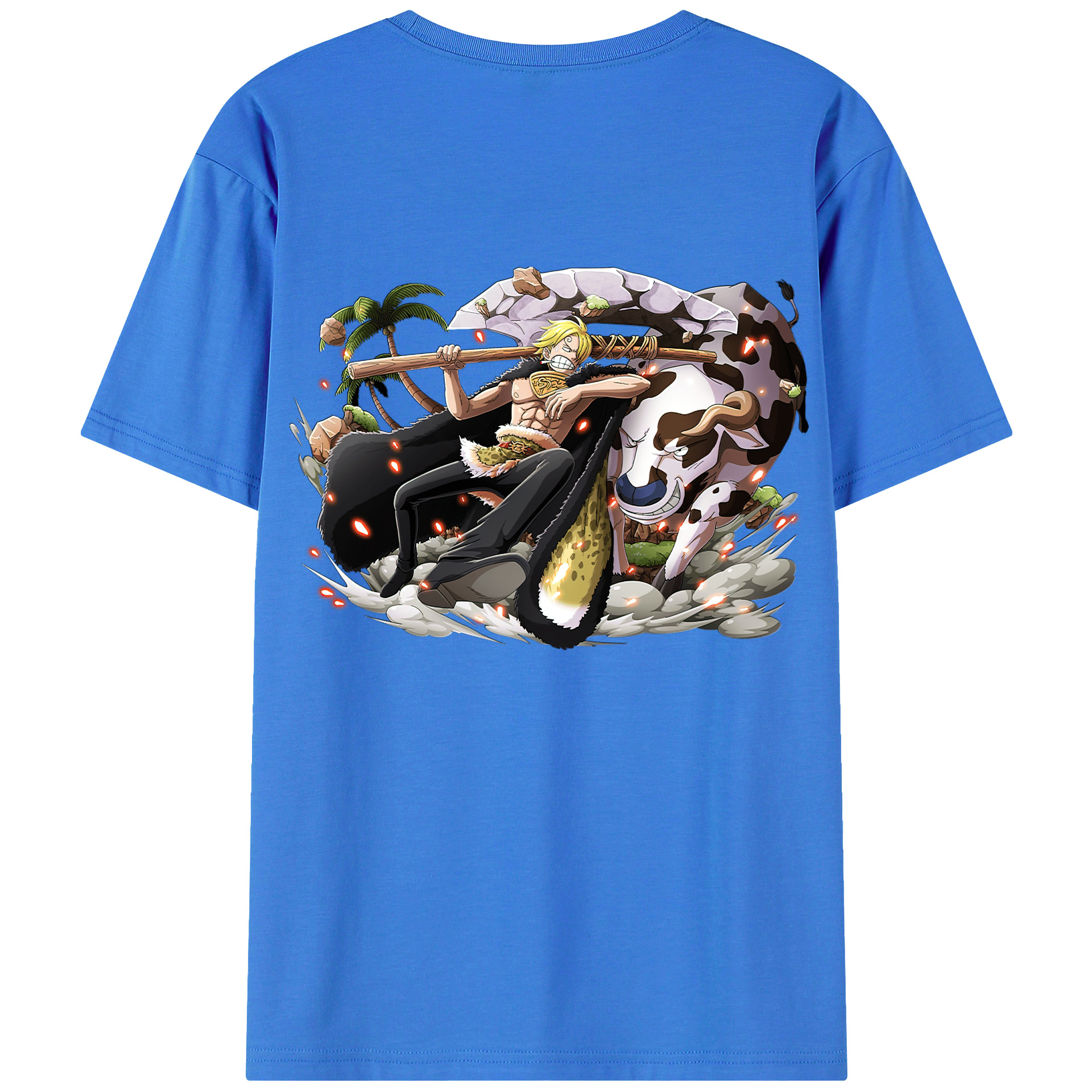 （画像用） ワンピース サンジ ONE PIECE Sanji 綿100％ メンズ半袖Tシャツ（バックプリント） 通気性