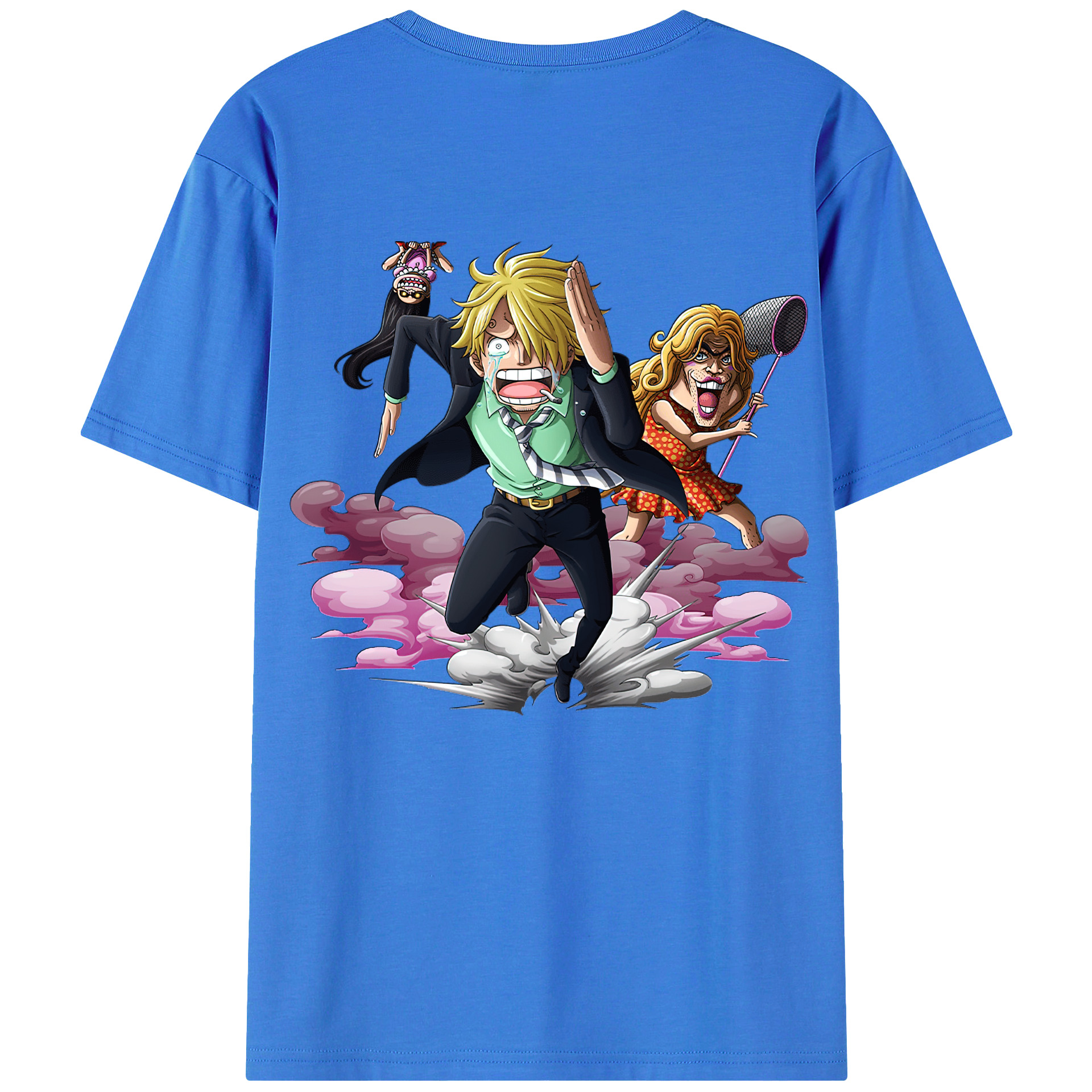 （画像用） ワンピース サンジ ONE PIECE Sanji 綿100％ メンズ半袖Tシャツ（バックプリント） 通気性