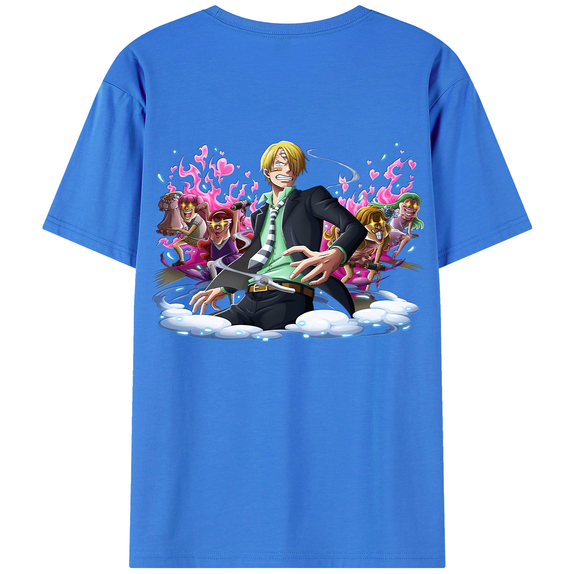 （画像用） ワンピース サンジ ONE PIECE Sanji 綿100％ メンズ半袖Tシャツ（バックプリント） 通気性