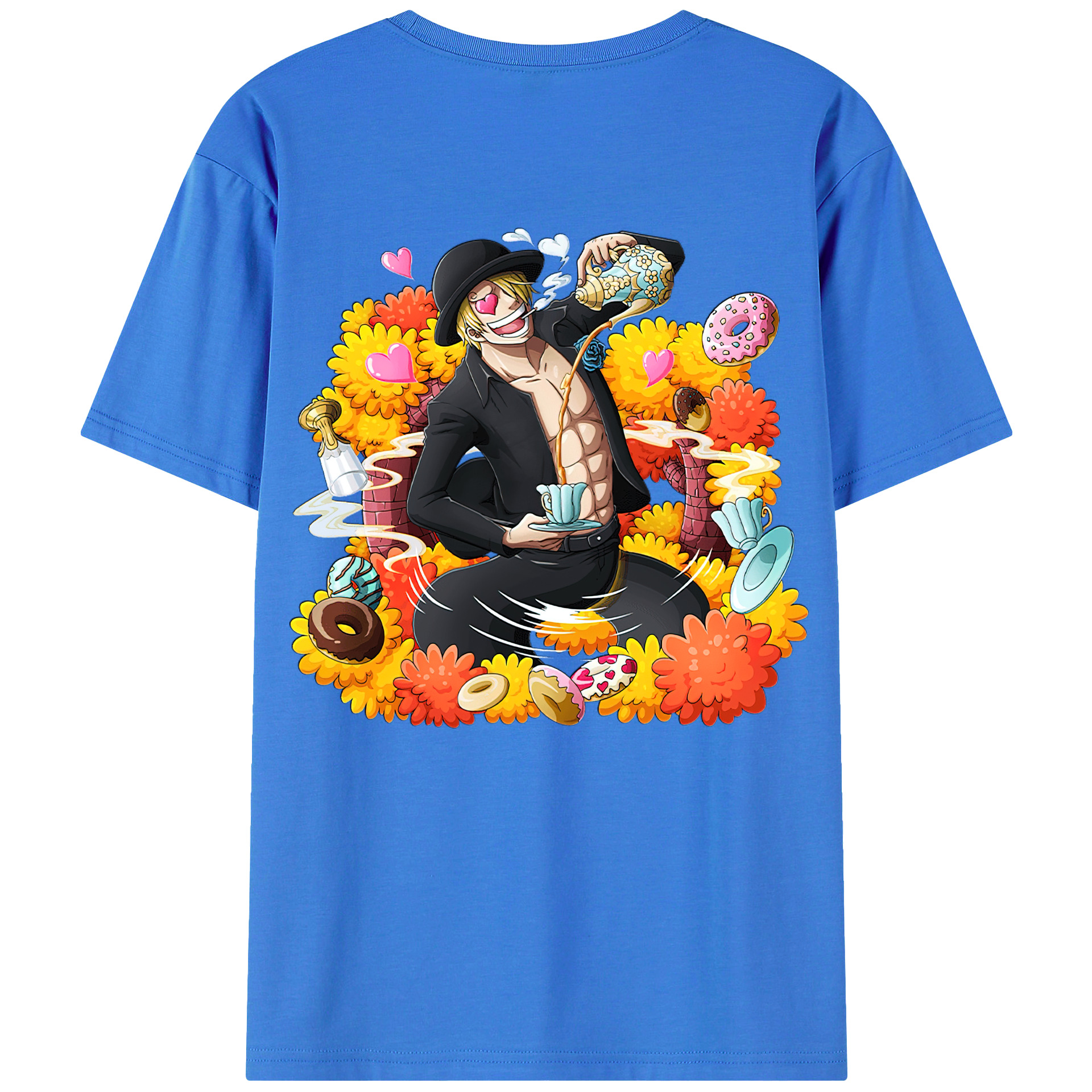 （画像用） ワンピース サンジ ONE PIECE Sanji 綿100％ メンズ半袖Tシャツ（バックプリント） 通気性