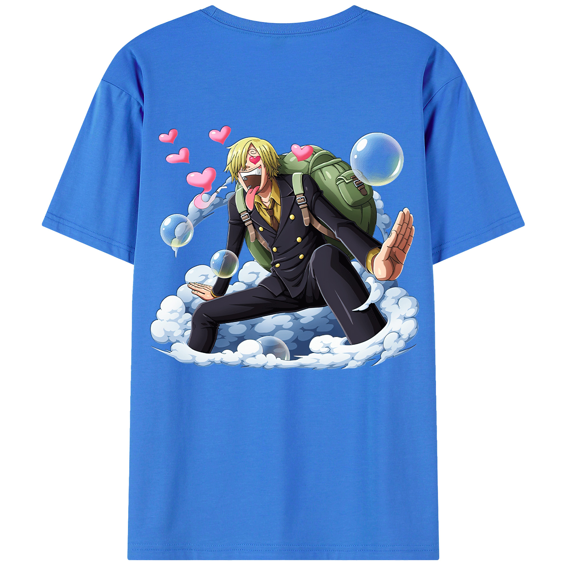 （画像用） ワンピース サンジ ONE PIECE Sanji 綿100％ メンズ半袖Tシャツ（バックプリント） 通気性