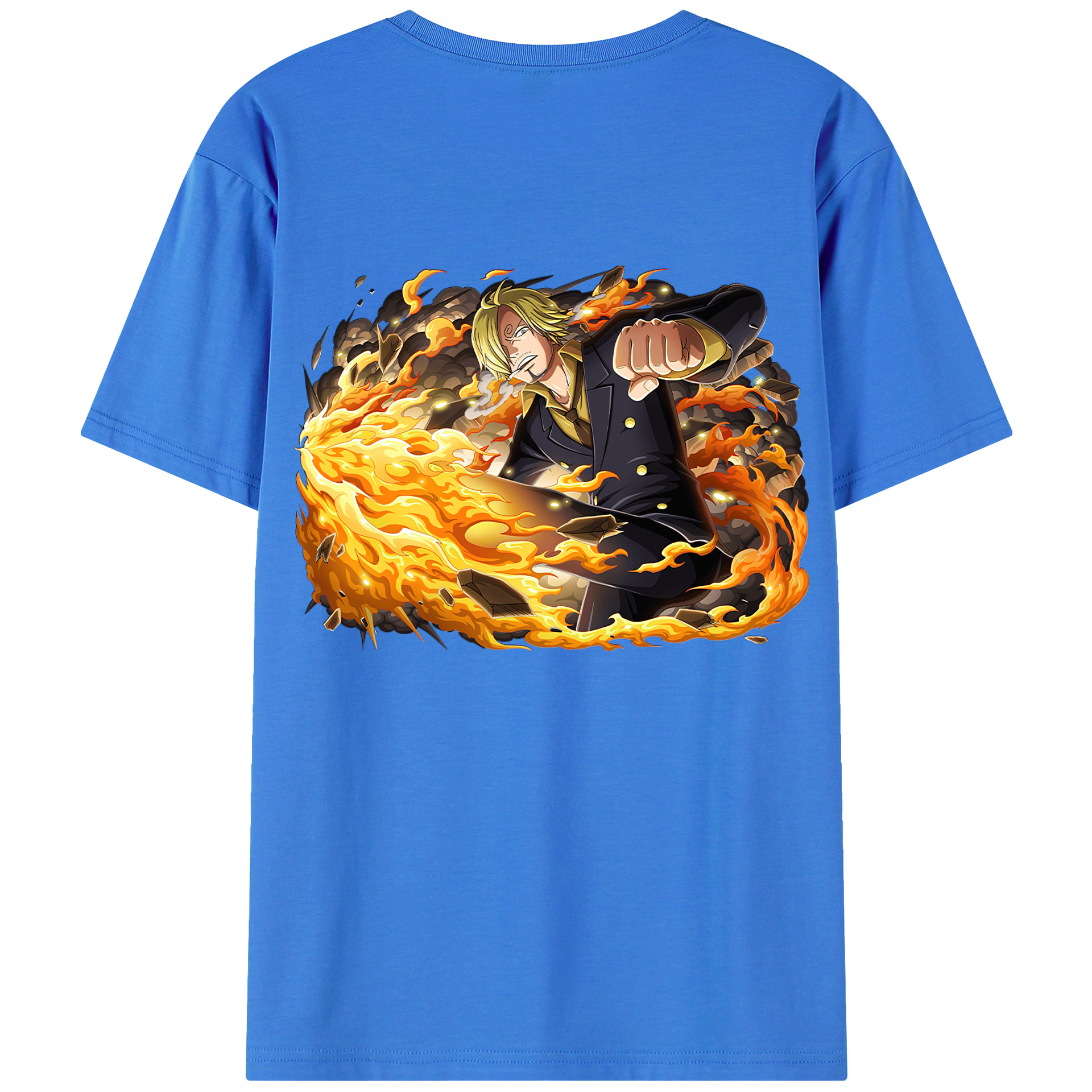 （画像用） ワンピース サンジ ONE PIECE Sanji 綿100％ メンズ半袖Tシャツ（バックプリント） 通気性