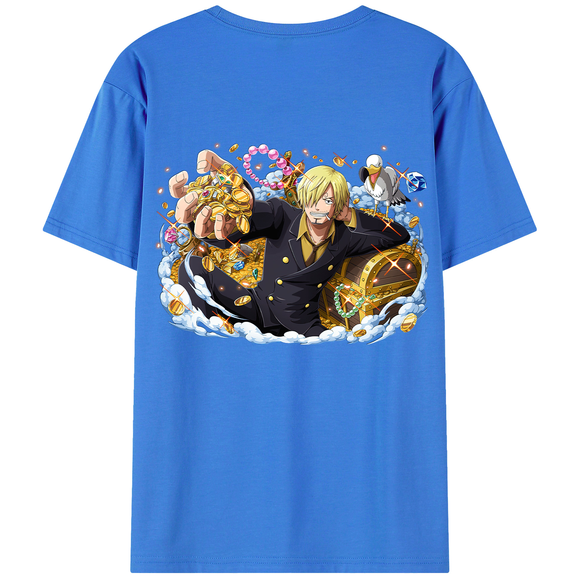 （画像用） ワンピース サンジ ONE PIECE Sanji 綿100％ メンズ半袖Tシャツ（バックプリント） 通気性