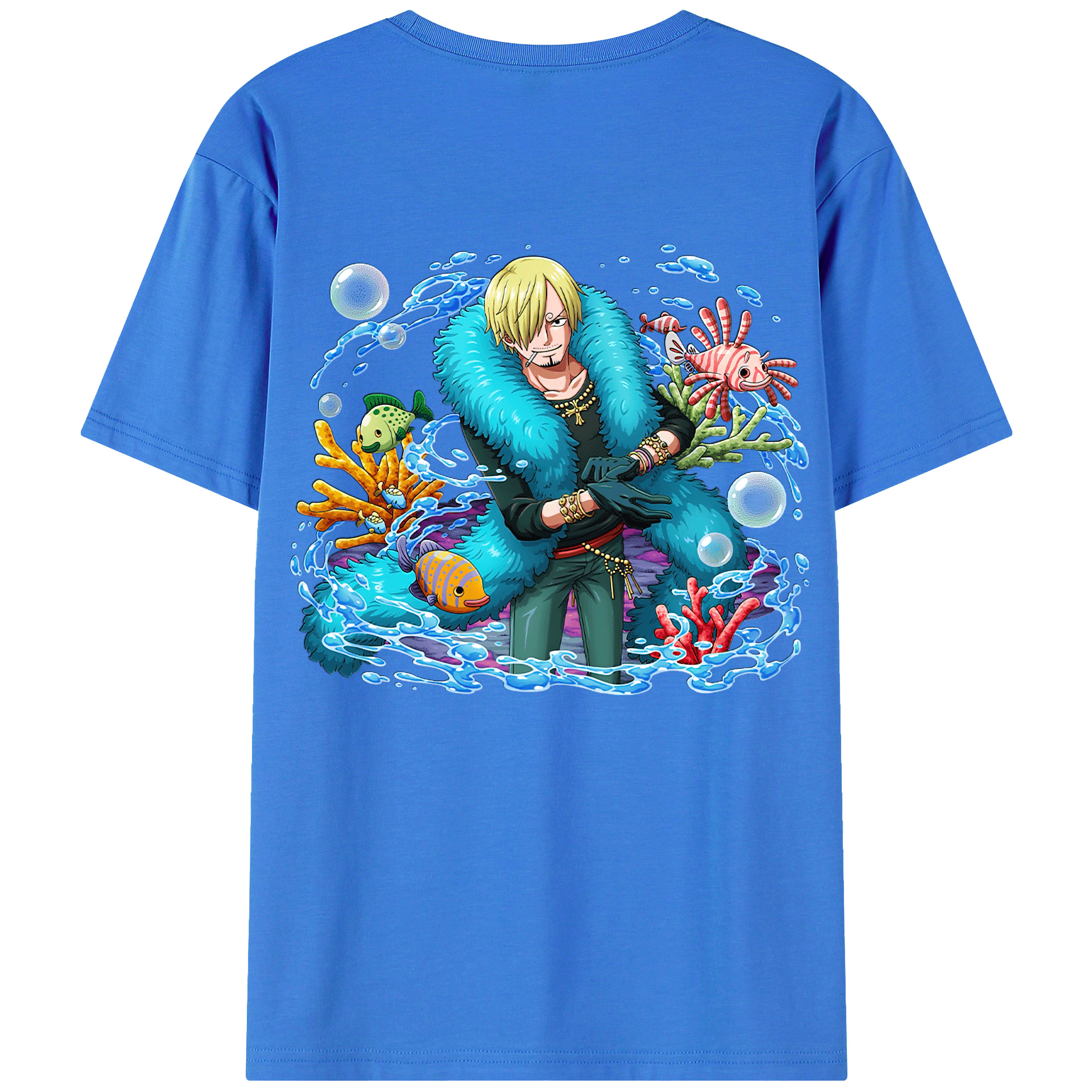 （画像用） ワンピース サンジ ONE PIECE Sanji 綿100％ メンズ半袖Tシャツ（バックプリント） 通気性