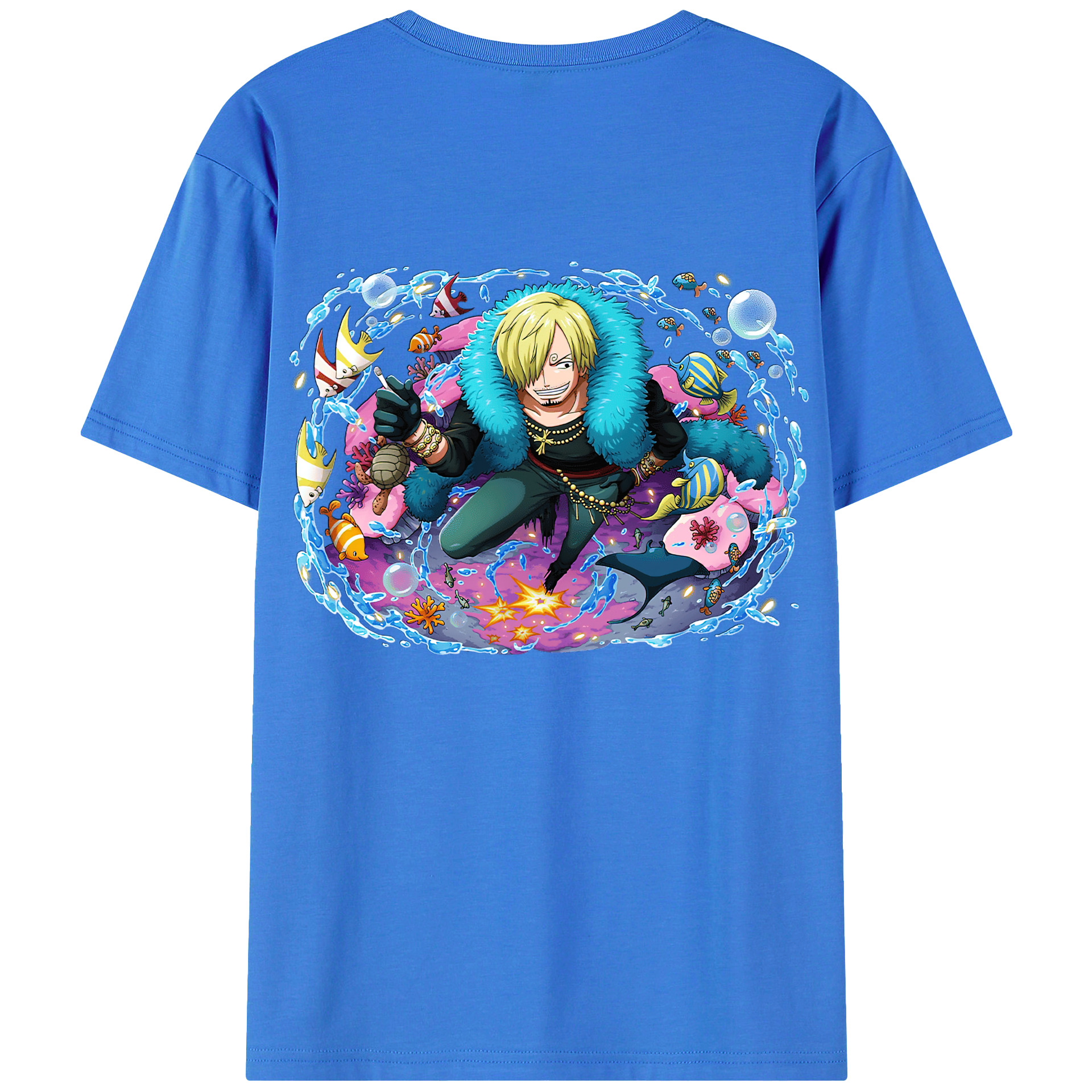 （画像用） ワンピース サンジ ONE PIECE Sanji 綿100％ メンズ半袖Tシャツ（バックプリント） 通気性