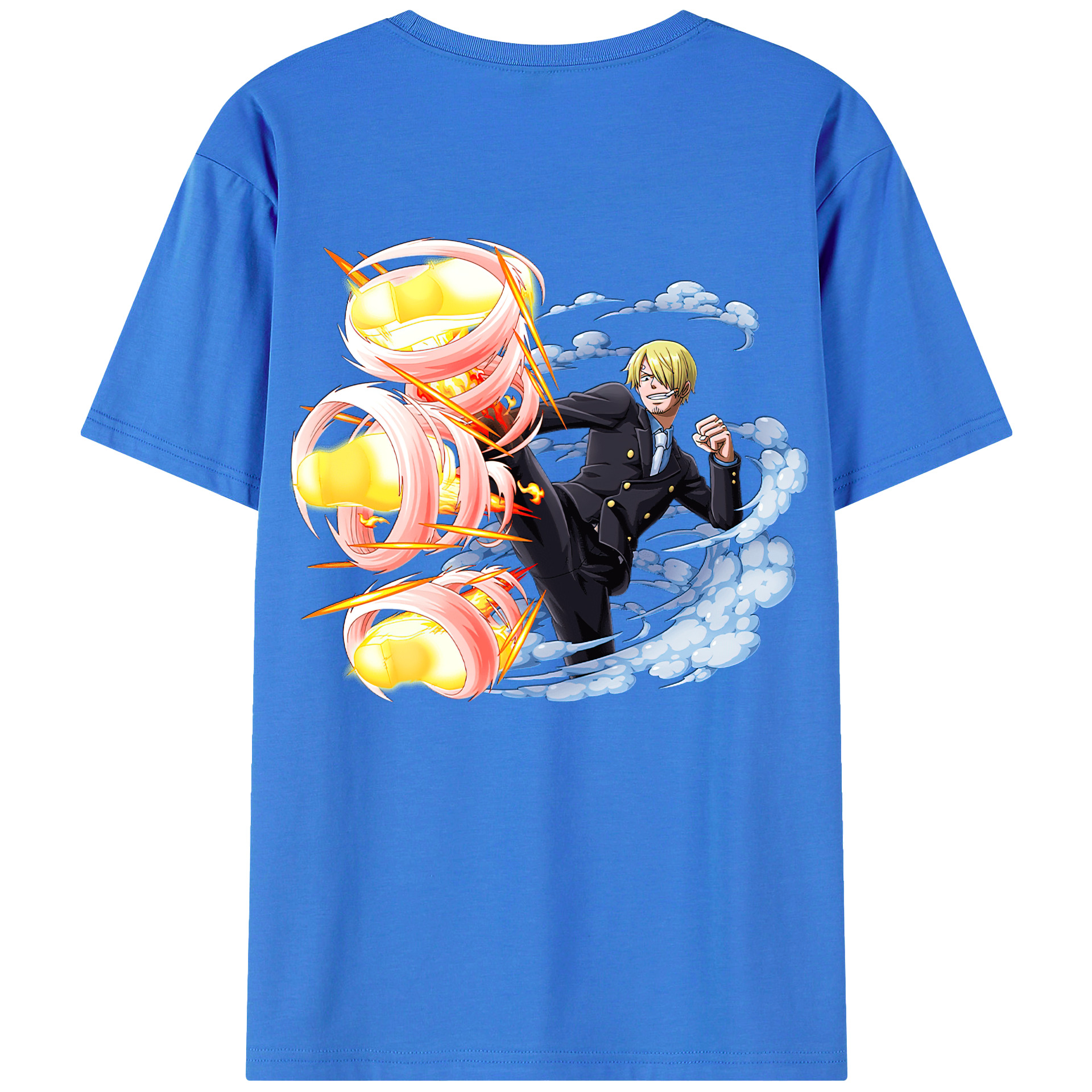 （画像用） ワンピース サンジ ONE PIECE Sanji 綿100％ メンズ半袖Tシャツ（バックプリント） 通気性