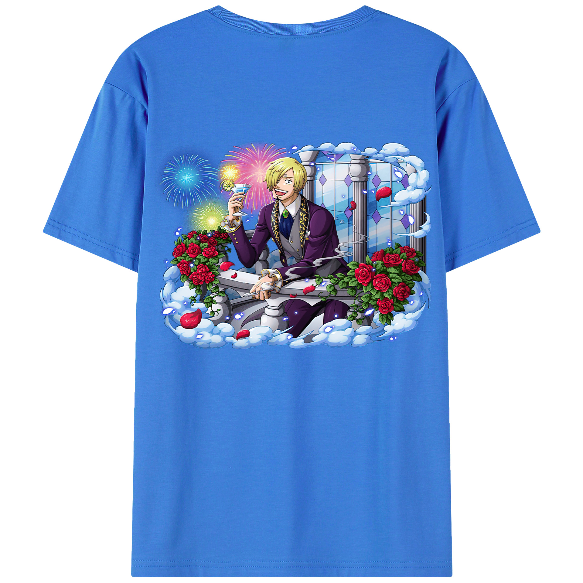 （画像用） ワンピース サンジ ONE PIECE Sanji 綿100％ メンズ半袖Tシャツ（バックプリント） 通気性