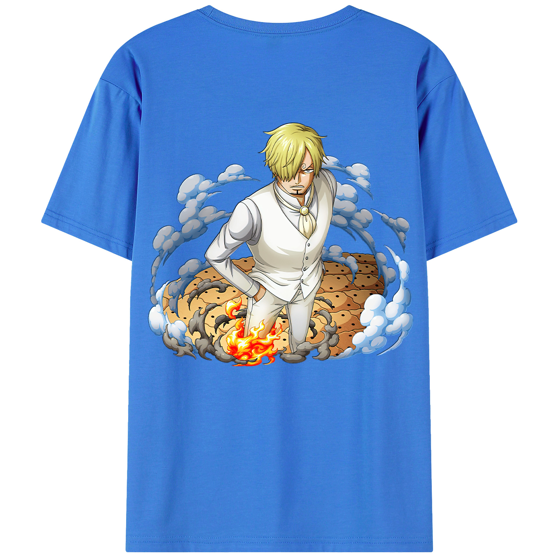 （画像用） ワンピース サンジ ONE PIECE Sanji 綿100％ メンズ半袖Tシャツ（バックプリント） 通気性