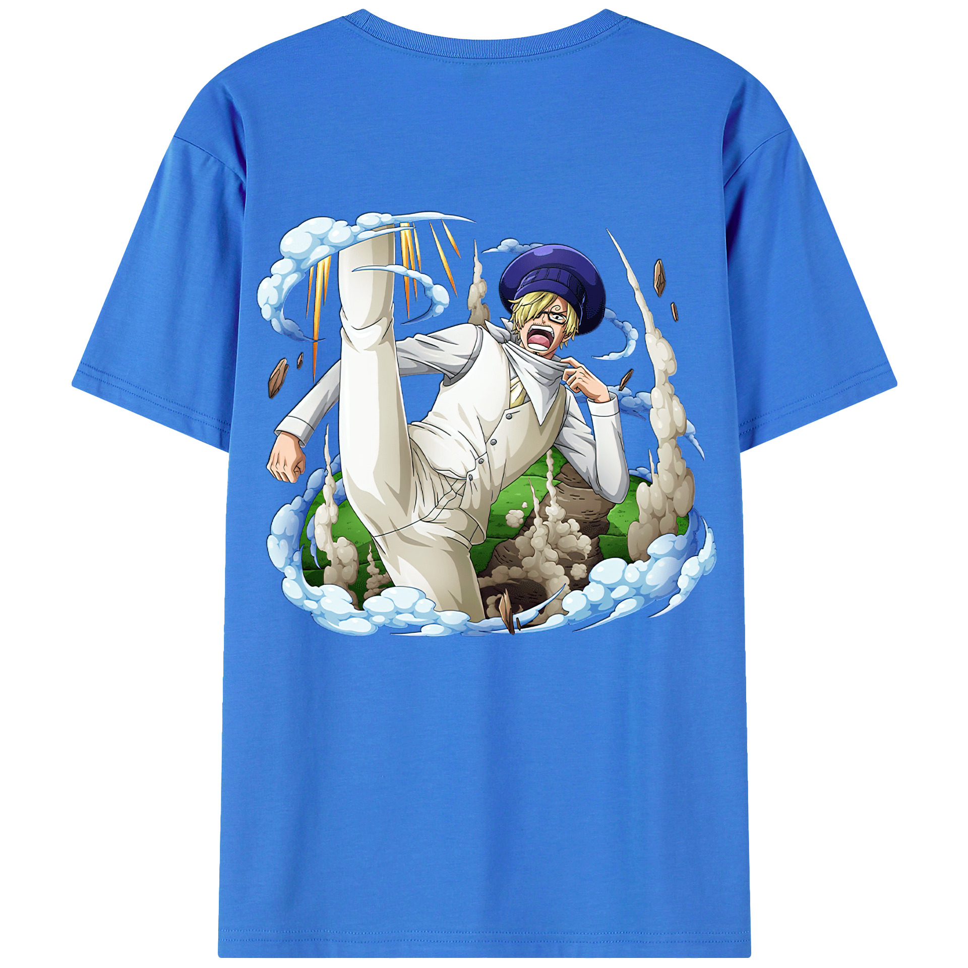 （画像用） ワンピース サンジ ONE PIECE Sanji 綿100％ メンズ半袖Tシャツ（バックプリント） 通気性