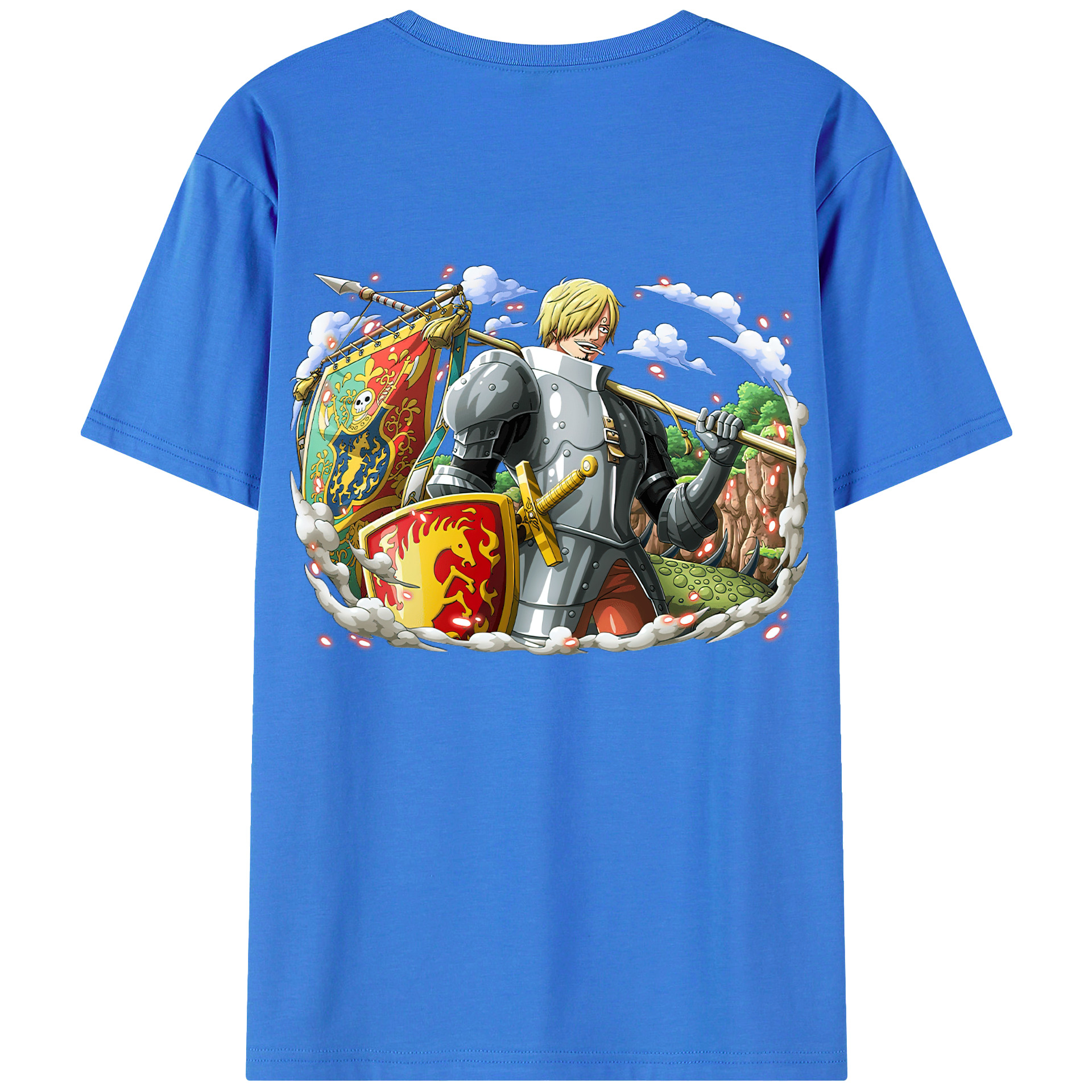 （画像用） ワンピース サンジ ONE PIECE Sanji 綿100％ メンズ半袖Tシャツ（バックプリント） 通気性