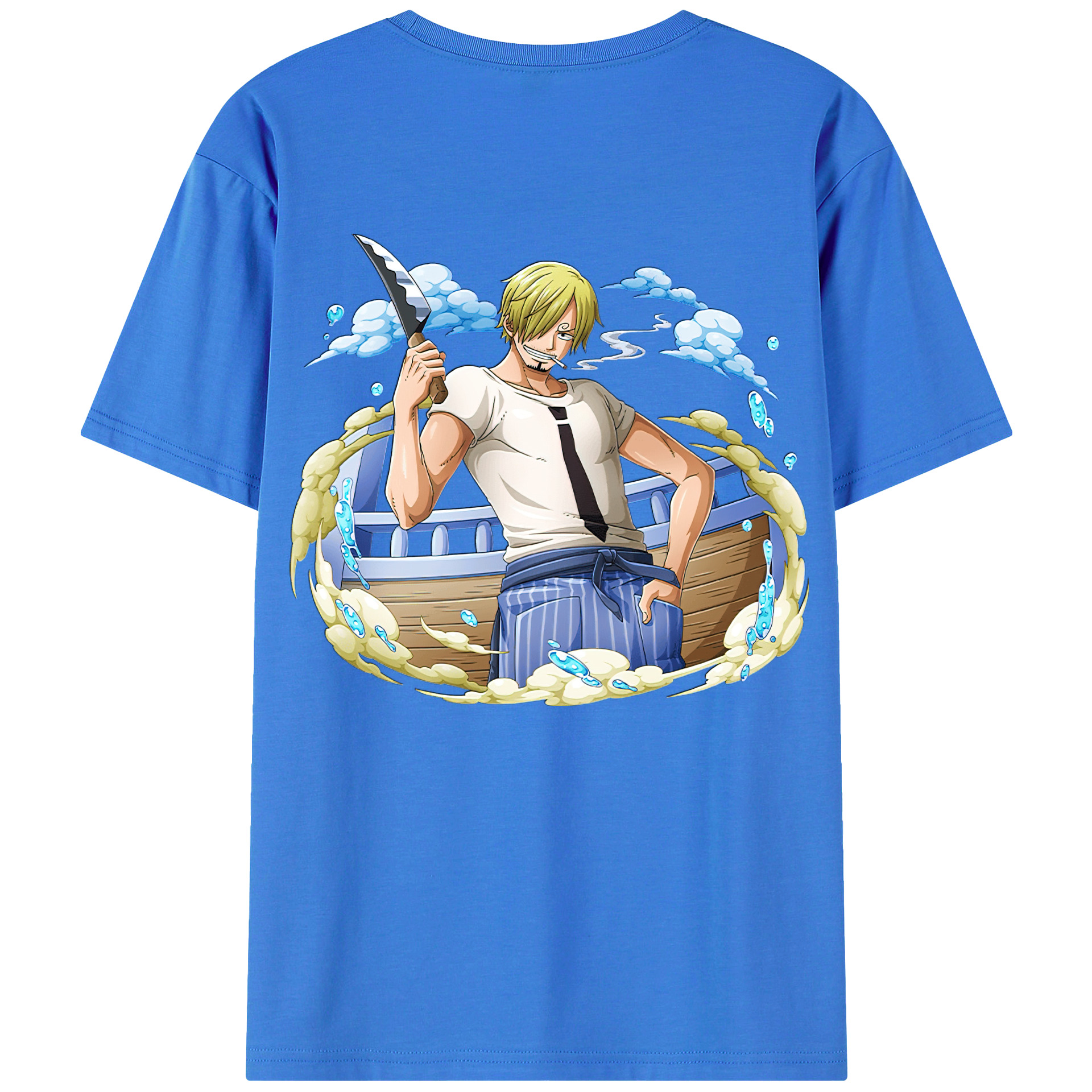 （画像用） ワンピース サンジ ONE PIECE Sanji 綿100％ メンズ半袖Tシャツ（バックプリント） 通気性