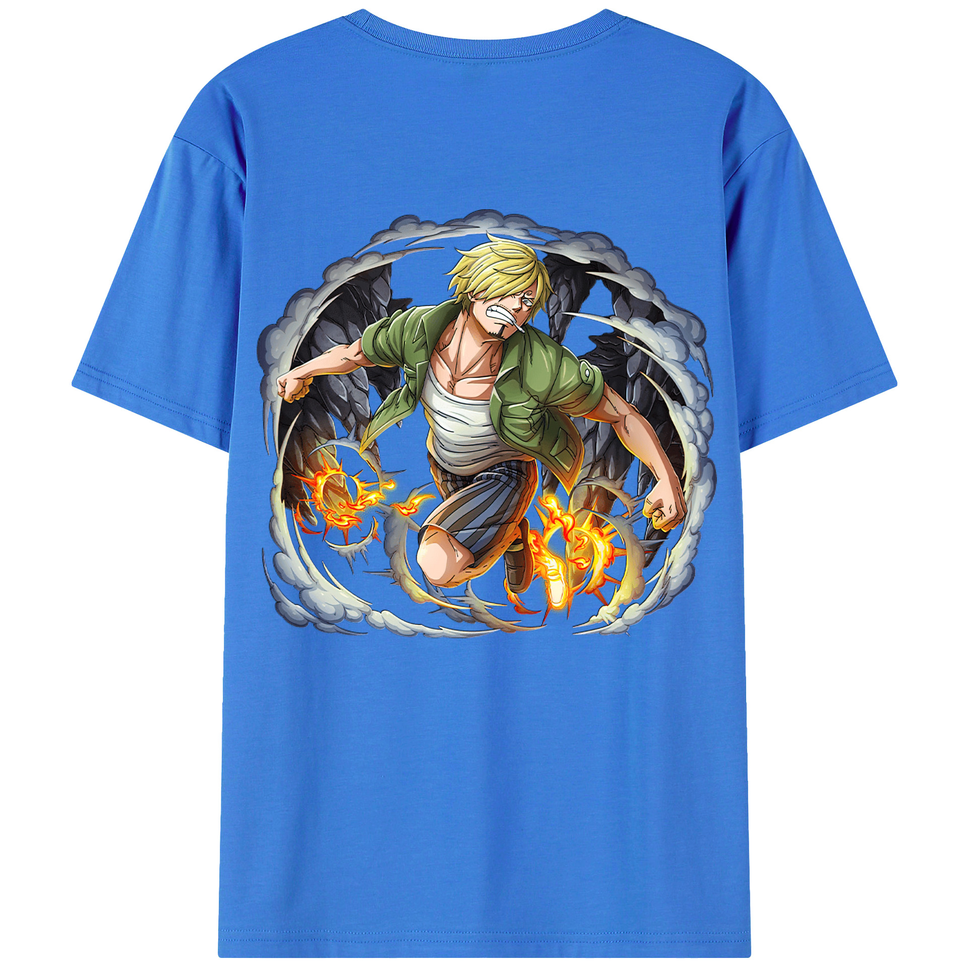 （画像用） ワンピース サンジ ONE PIECE Sanji 綿100％ メンズ半袖Tシャツ（バックプリント） 通気性