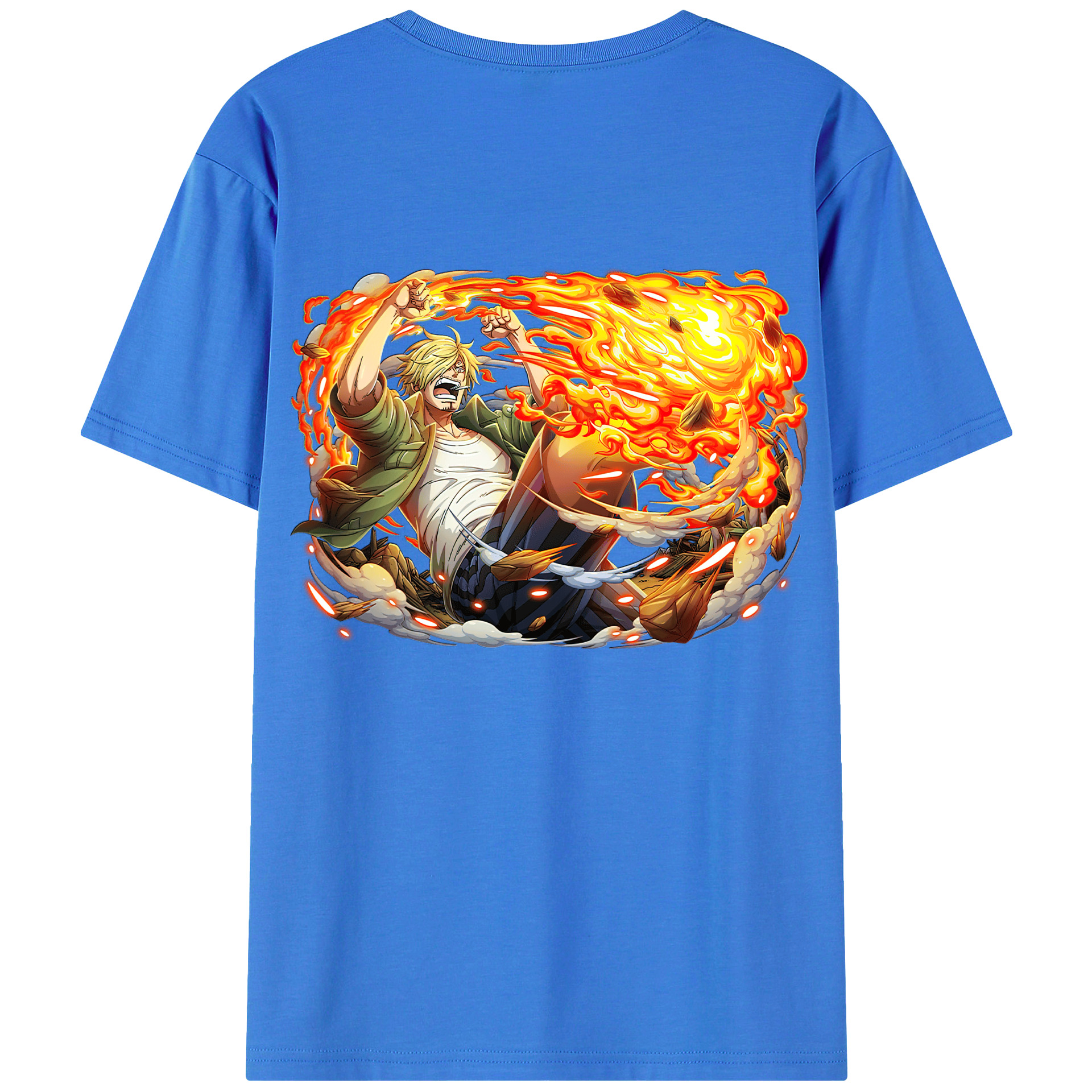 （画像用） ワンピース サンジ ONE PIECE Sanji 綿100％ メンズ半袖Tシャツ（バックプリント） 通気性