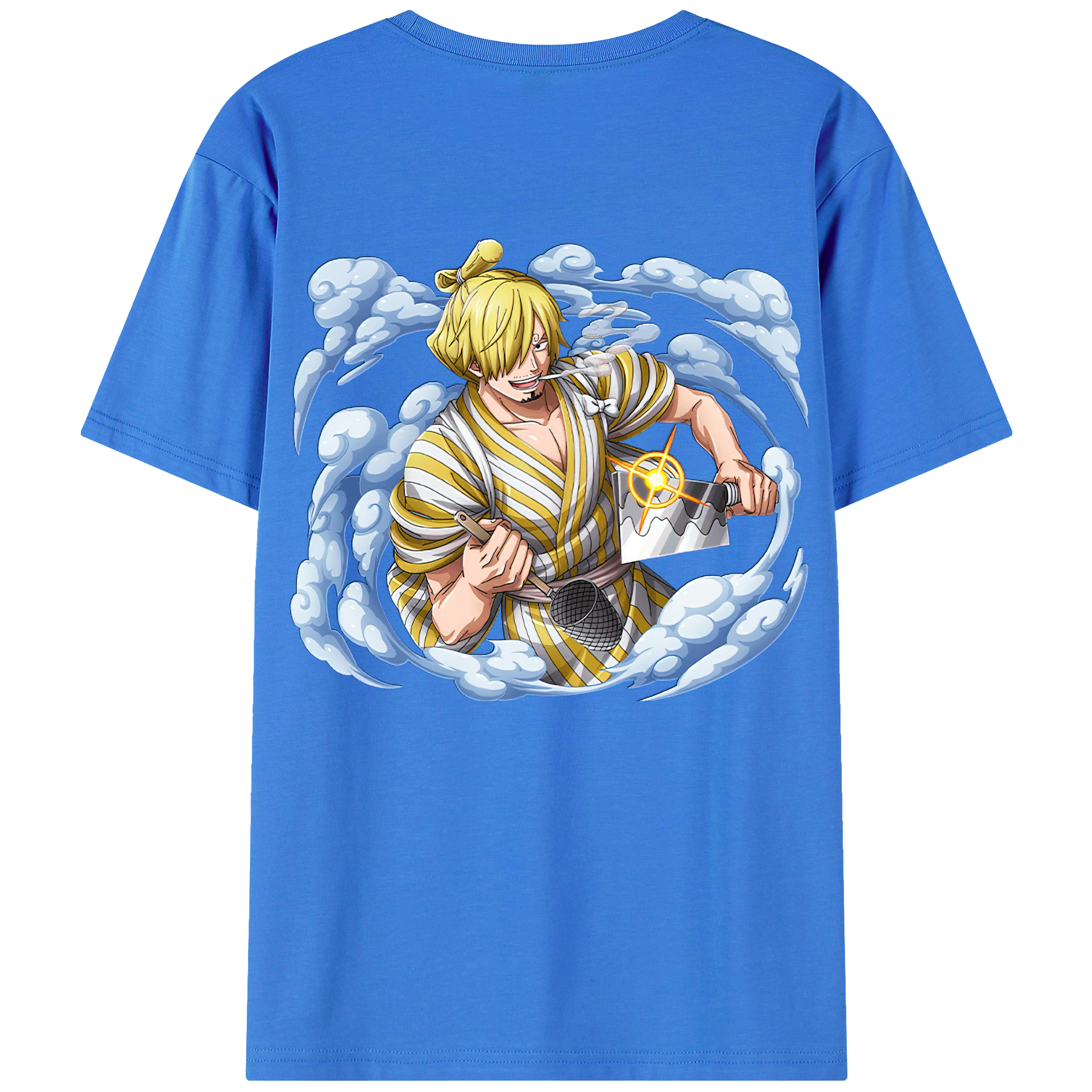 （画像用） ワンピース サンジ ONE PIECE Sanji 綿100％ メンズ半袖Tシャツ（バックプリント） 通気性