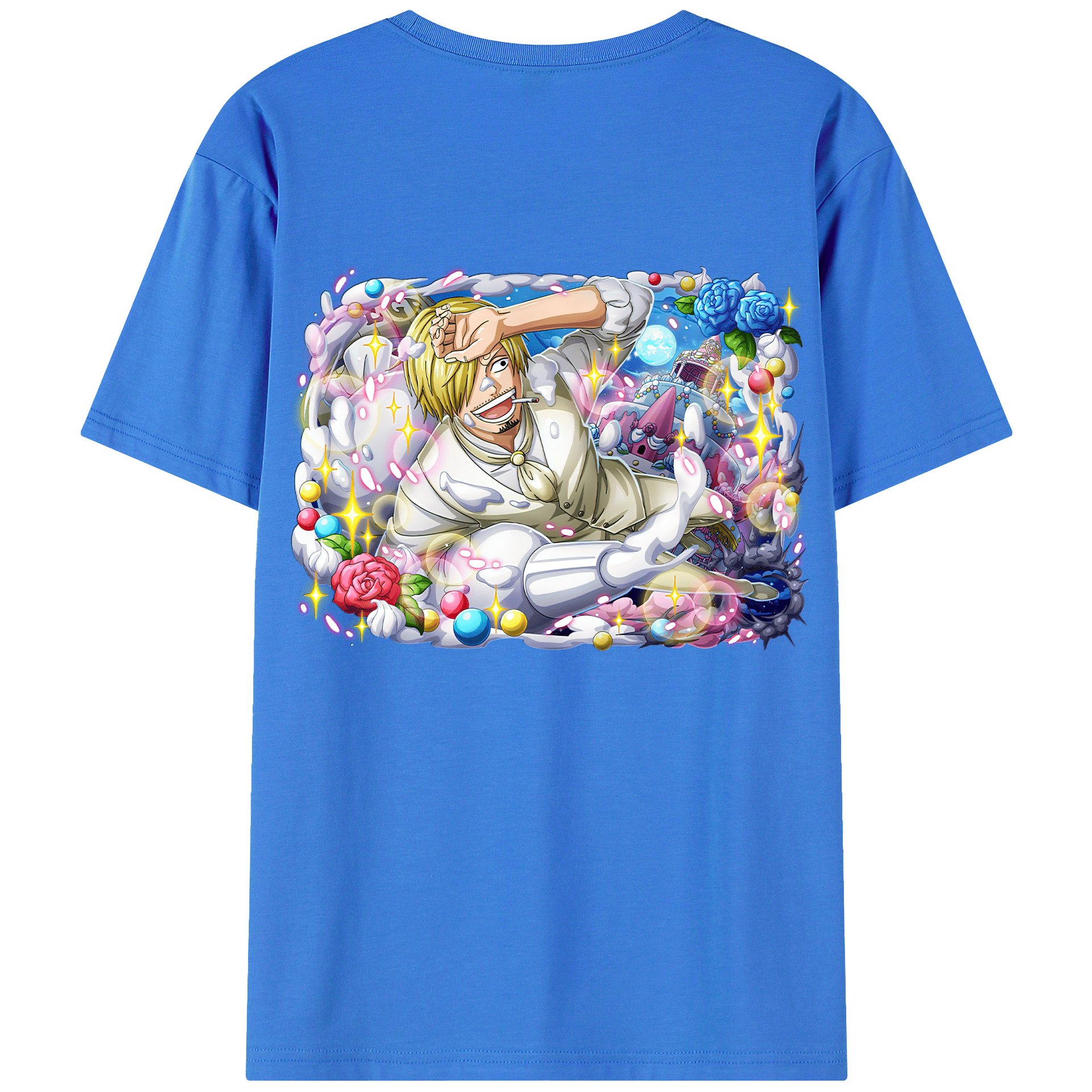 （画像用） ワンピース サンジ ONE PIECE Sanji 綿100％ メンズ半袖Tシャツ（バックプリント） 通気性