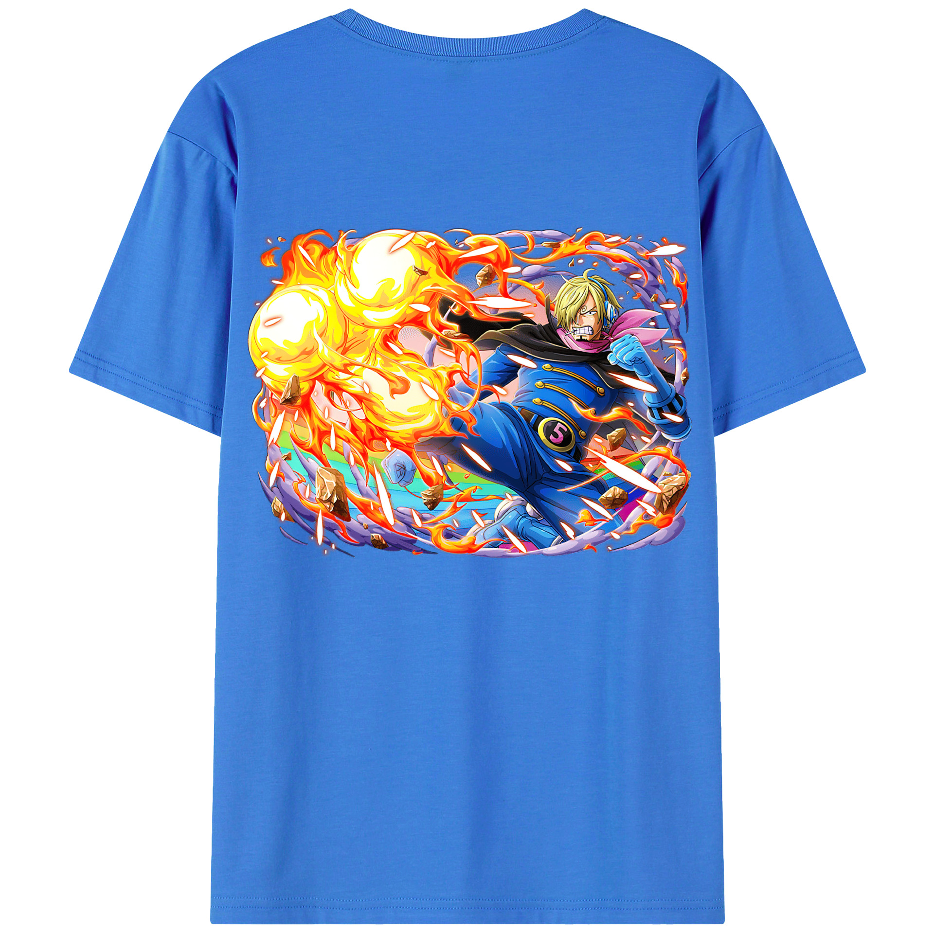 （画像用） ワンピース サンジ ONE PIECE Sanji 綿100％ メンズ半袖Tシャツ（バックプリント） 通気性