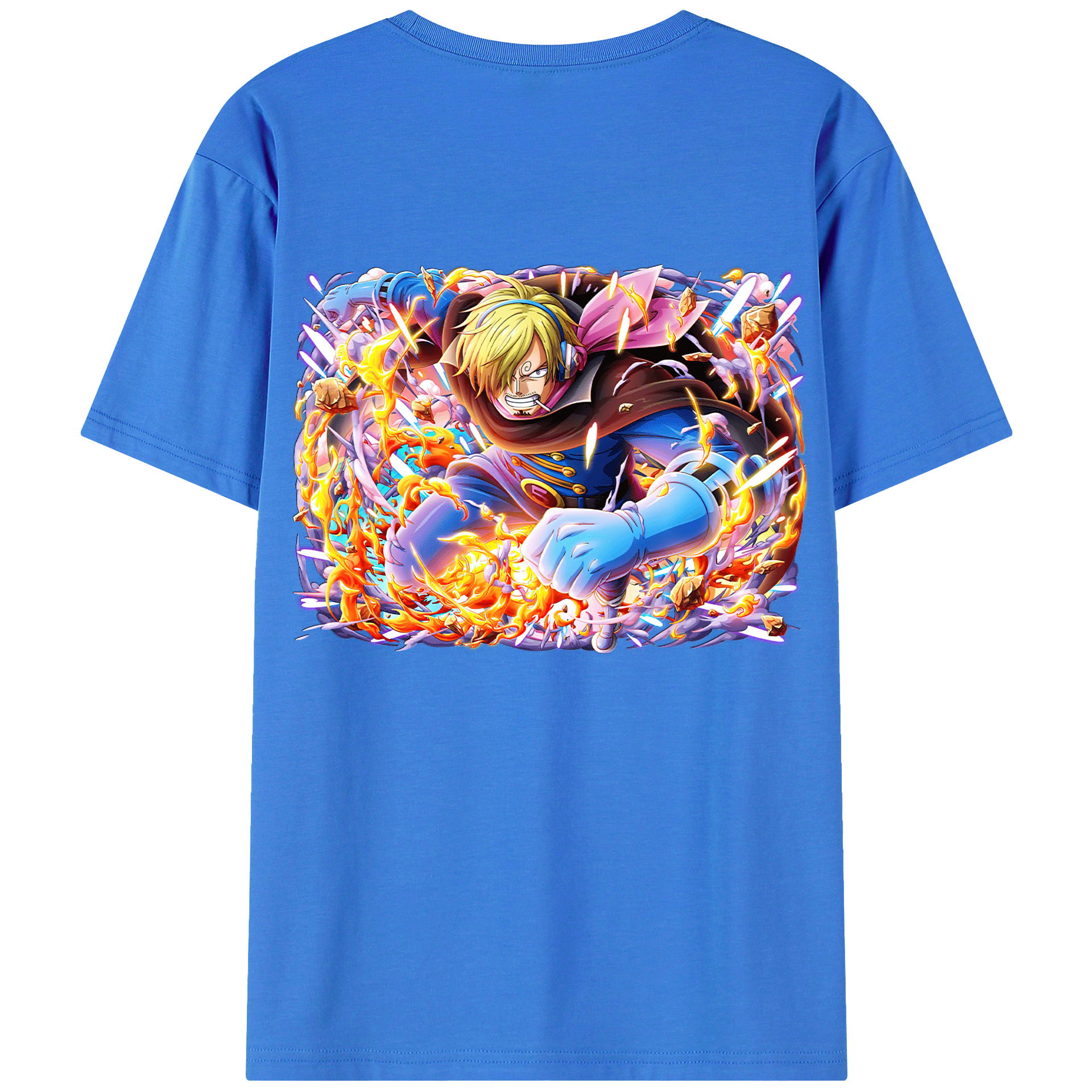 （画像用） ワンピース サンジ ONE PIECE Sanji 綿100％ メンズ半袖Tシャツ（バックプリント） 通気性