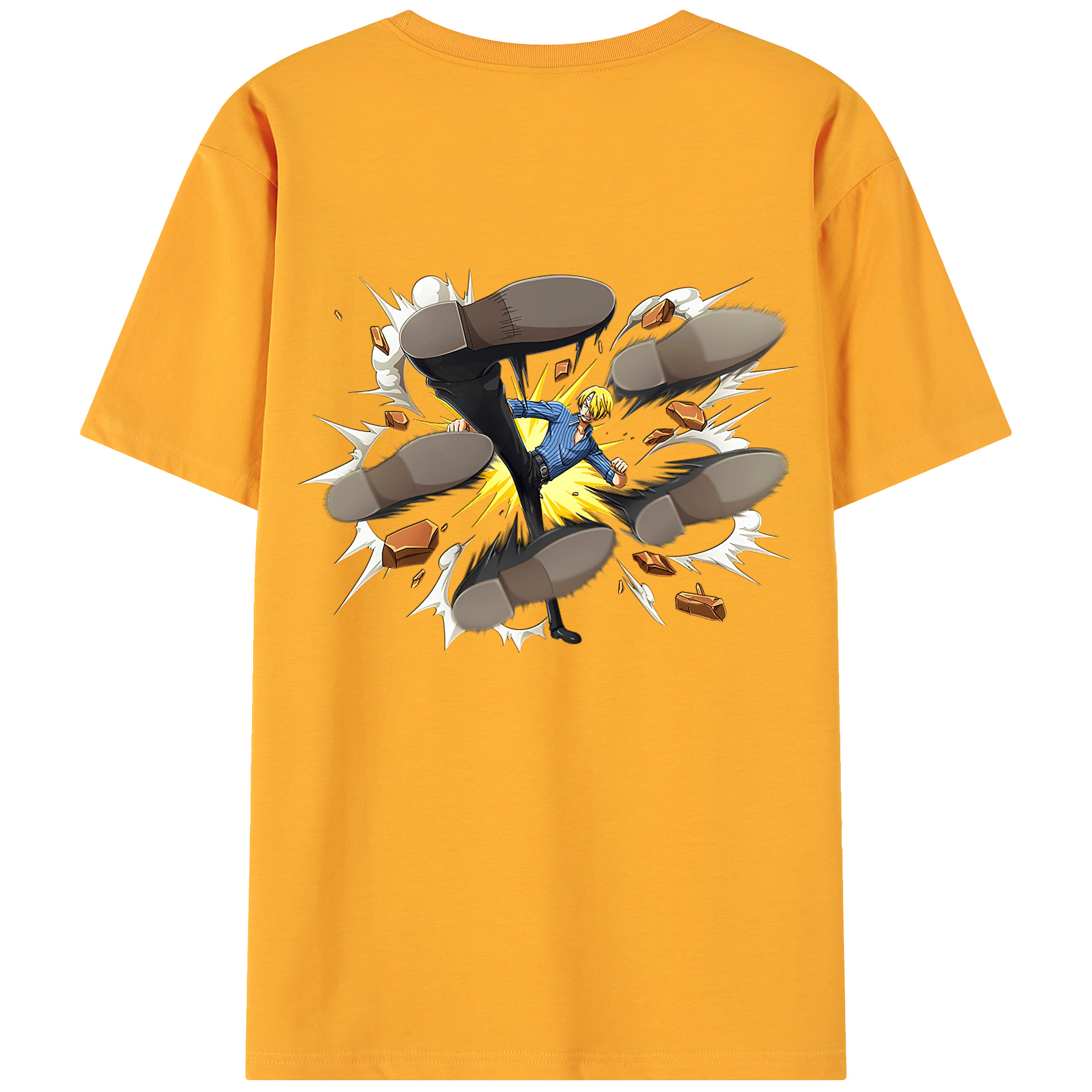 （画像用） ワンピース サンジ ONE PIECE Sanji 綿100％ メンズ半袖Tシャツ（バックプリント） 通気性