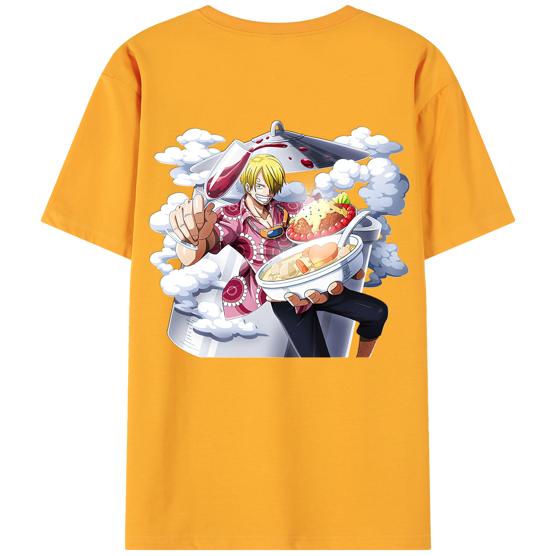 （画像用） ワンピース サンジ ONE PIECE Sanji 綿100％ メンズ半袖Tシャツ（バックプリント） 通気性