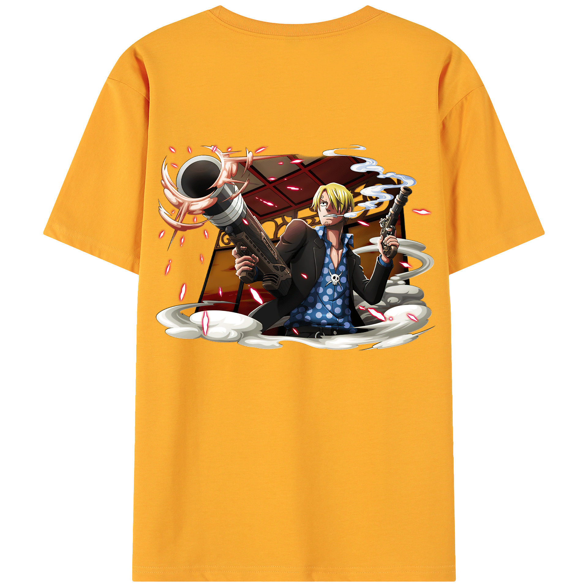 （画像用） ワンピース サンジ ONE PIECE Sanji 綿100％ メンズ半袖Tシャツ（バックプリント） 通気性
