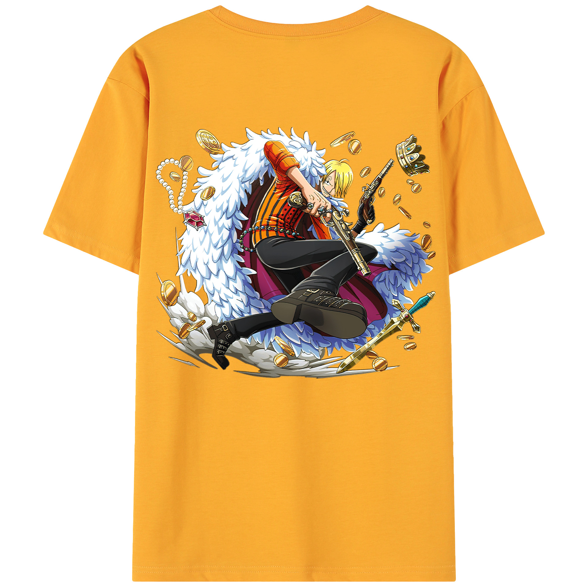 （画像用） ワンピース サンジ ONE PIECE Sanji 綿100％ メンズ半袖Tシャツ（バックプリント） 通気性