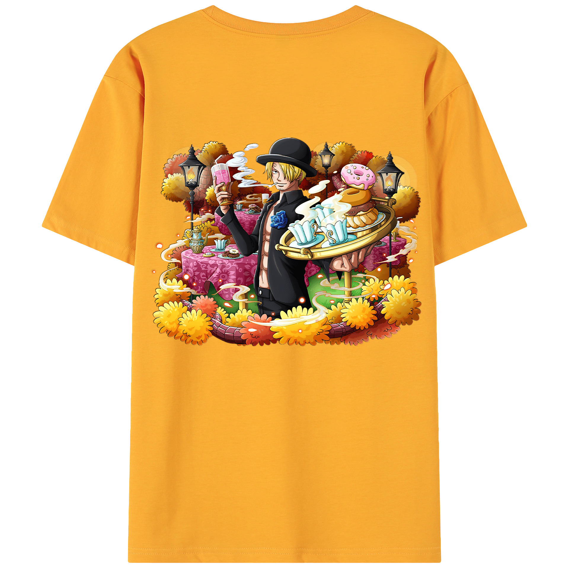 （画像用） ワンピース サンジ ONE PIECE Sanji 綿100％ メンズ半袖Tシャツ（バックプリント） 通気性