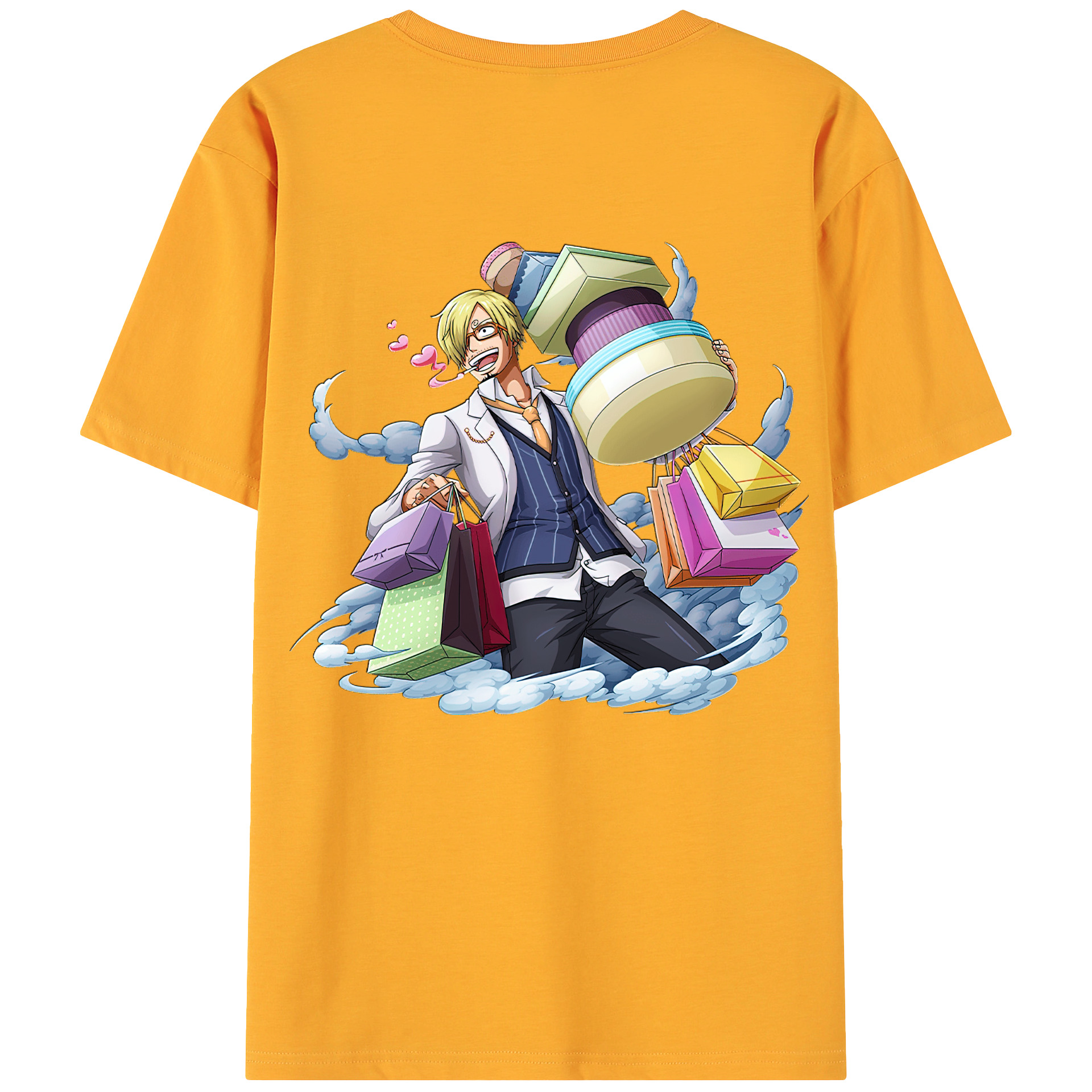 （画像用） ワンピース サンジ ONE PIECE Sanji 綿100％ メンズ半袖Tシャツ（バックプリント） 通気性