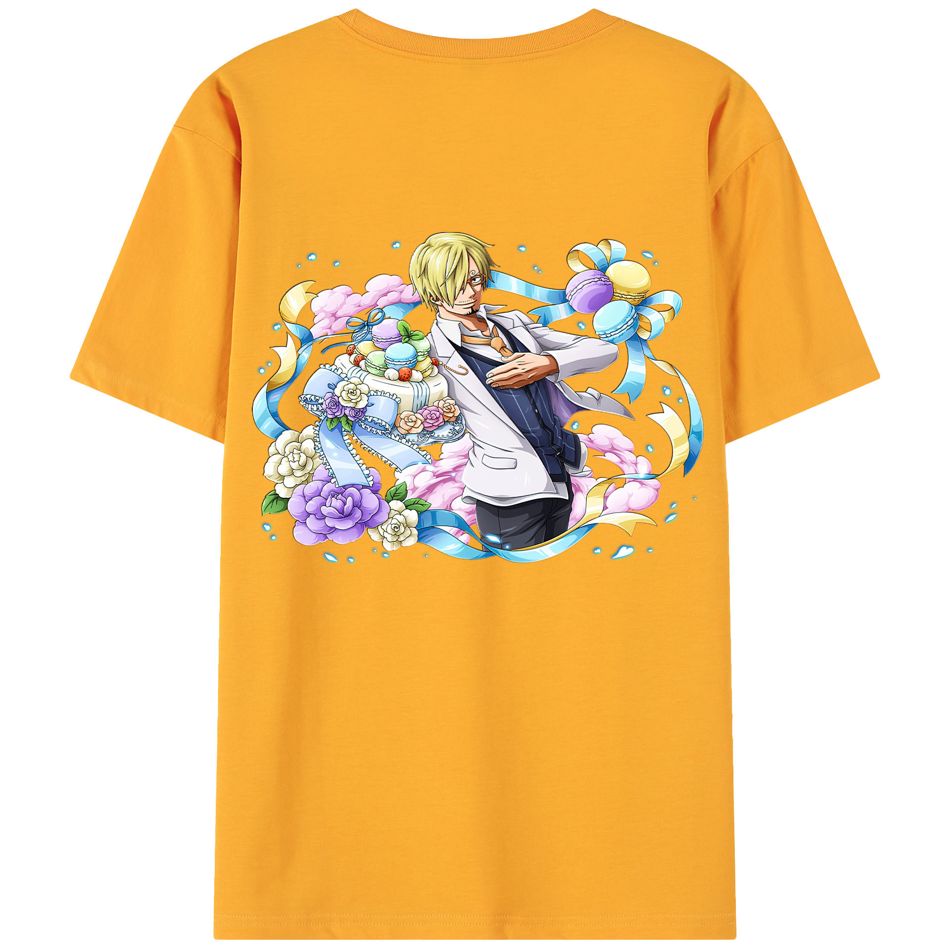 （画像用） ワンピース サンジ ONE PIECE Sanji 綿100％ メンズ半袖Tシャツ（バックプリント） 通気性