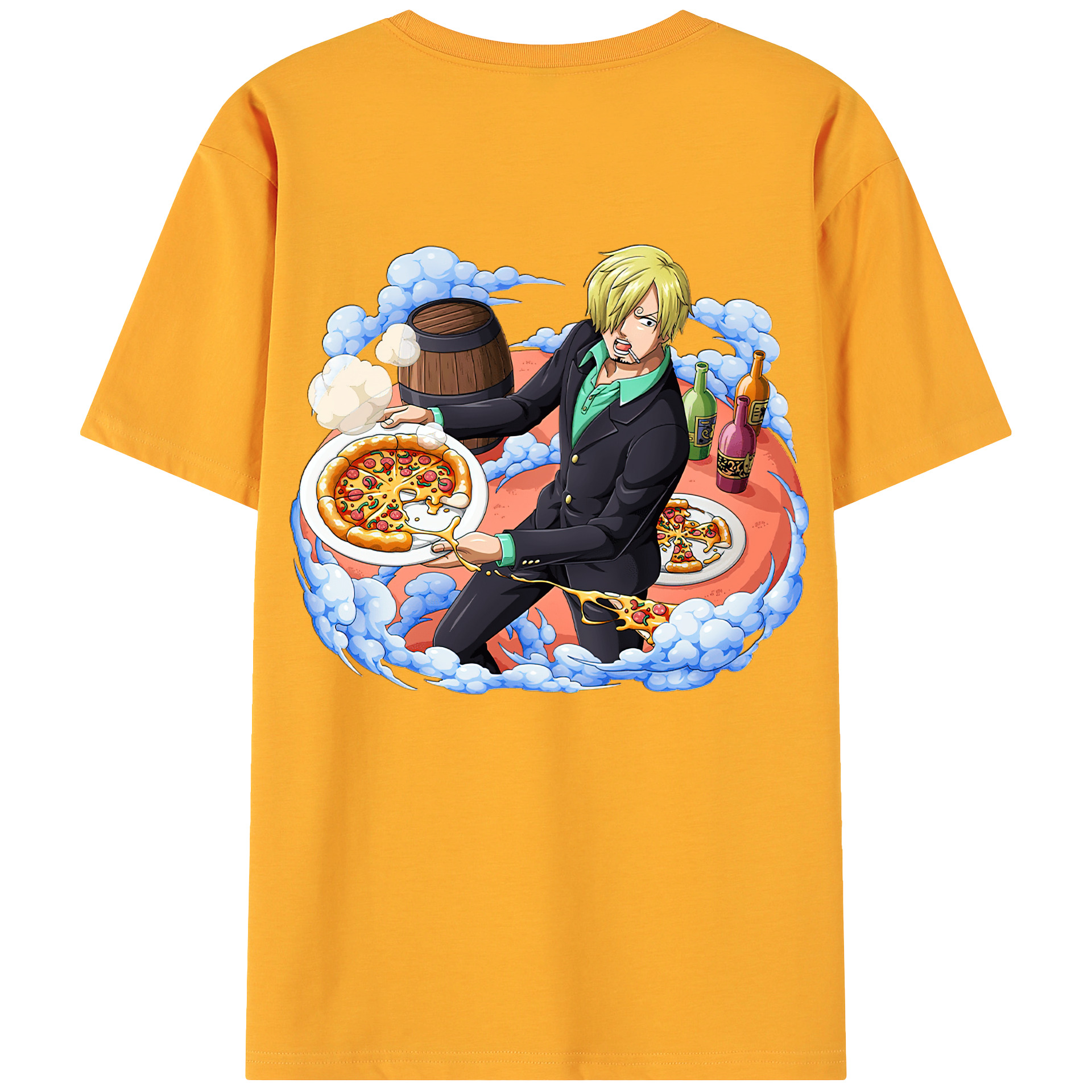 （画像用） ワンピース サンジ ONE PIECE Sanji 綿100％ メンズ半袖Tシャツ（バックプリント） 通気性
