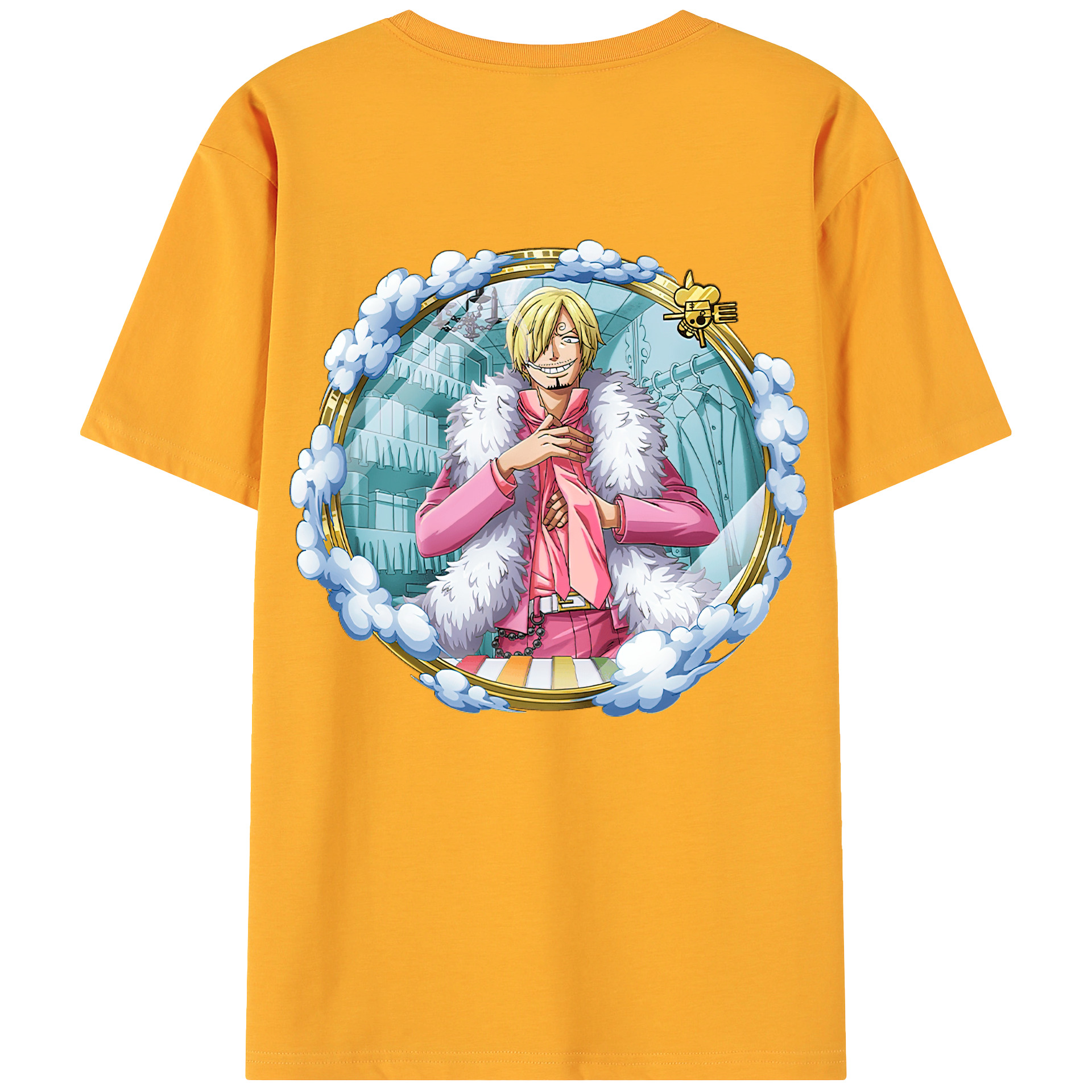 （画像用） ワンピース サンジ ONE PIECE Sanji 綿100％ メンズ半袖Tシャツ（バックプリント） 通気性
