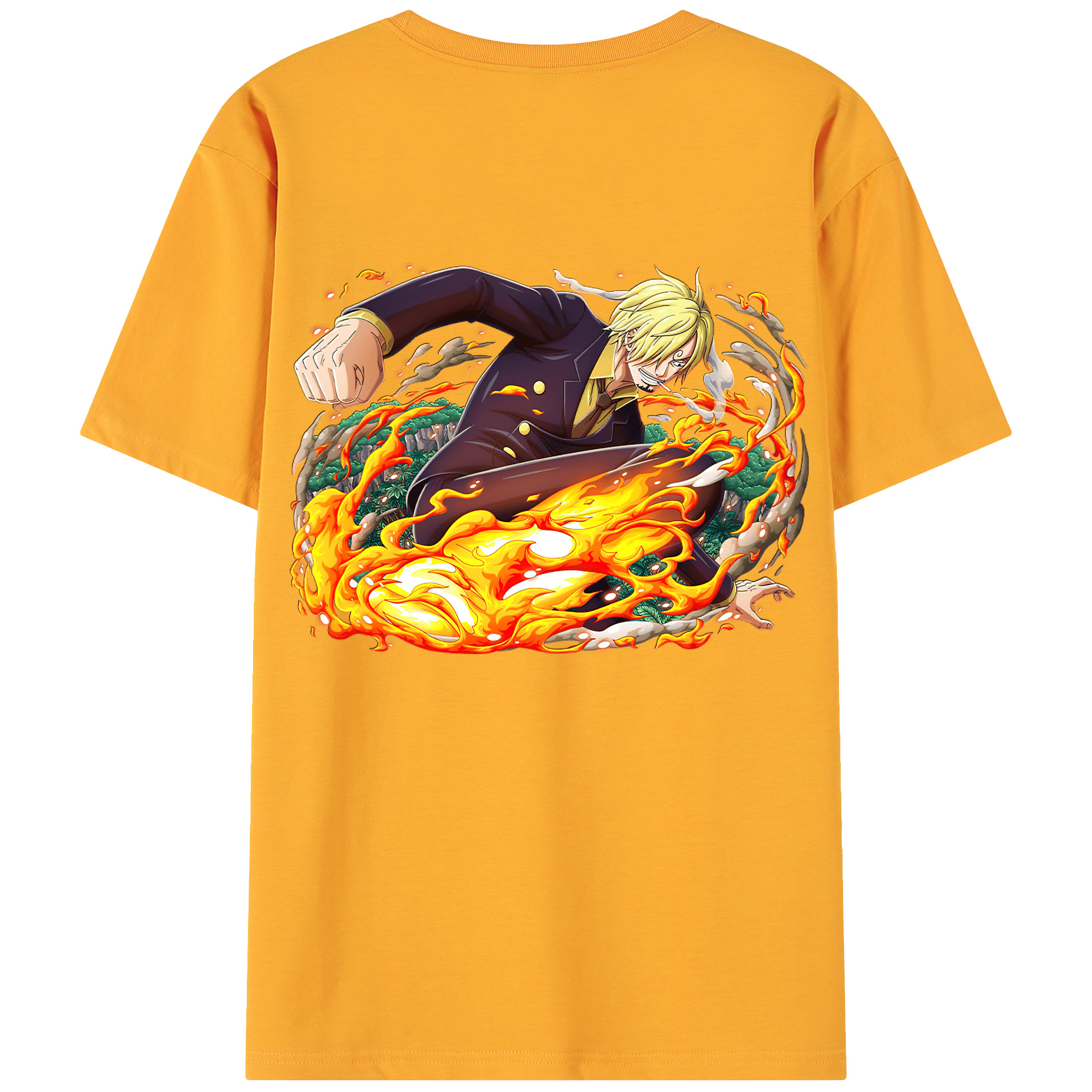 （画像用） ワンピース サンジ ONE PIECE Sanji 綿100％ メンズ半袖Tシャツ（バックプリント） 通気性