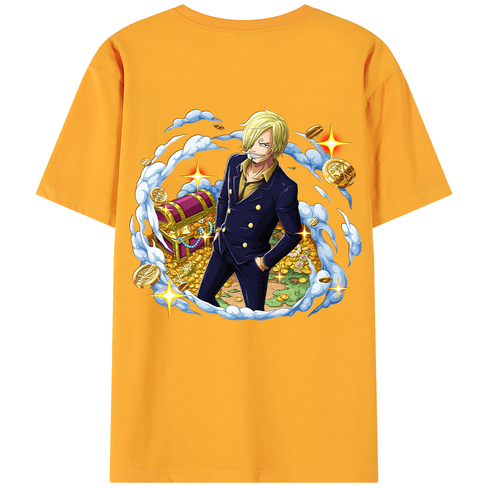 （画像用） ワンピース サンジ ONE PIECE Sanji 綿100％ メンズ半袖Tシャツ（バックプリント） 通気性