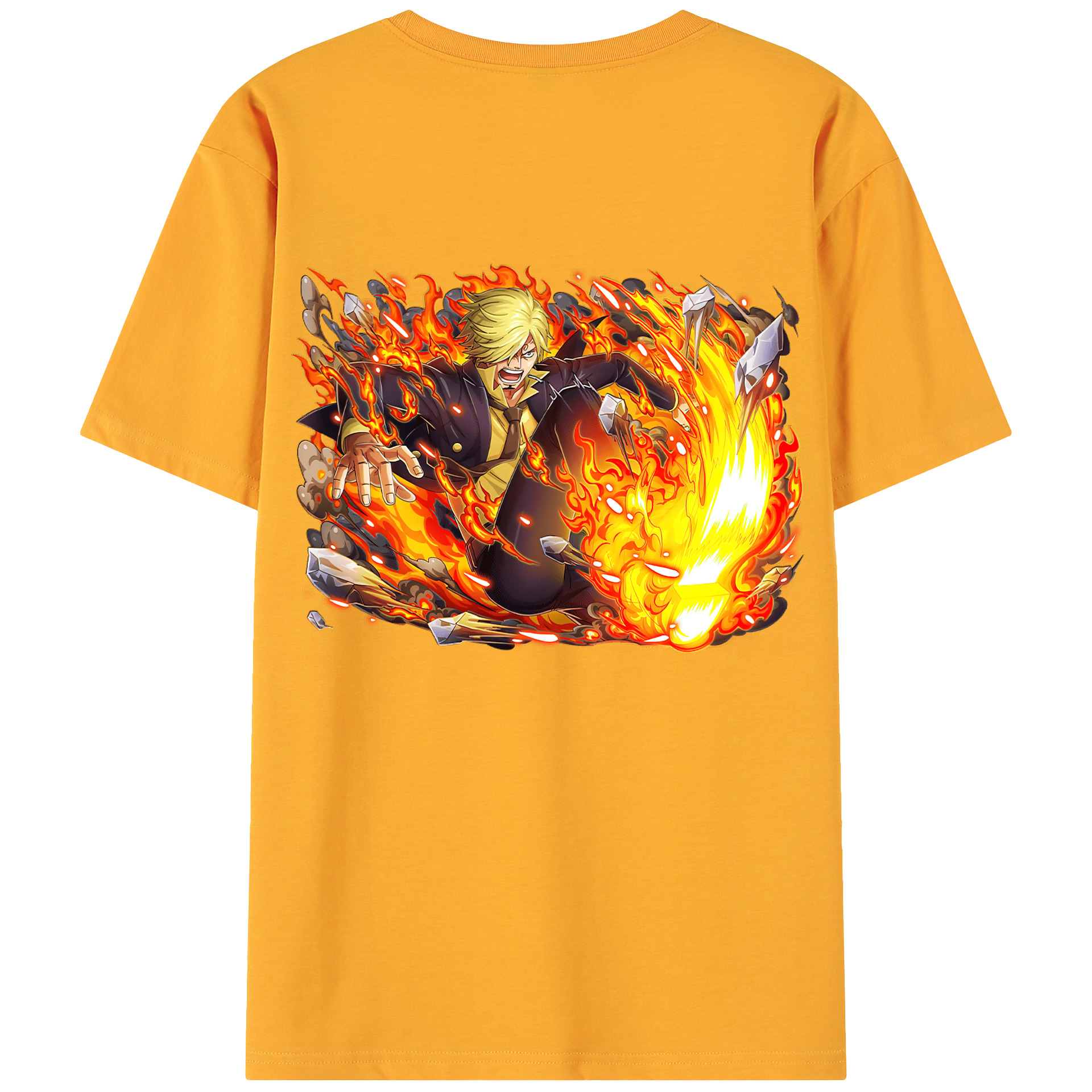 （画像用） ワンピース サンジ ONE PIECE Sanji 綿100％ メンズ半袖Tシャツ（バックプリント） 通気性