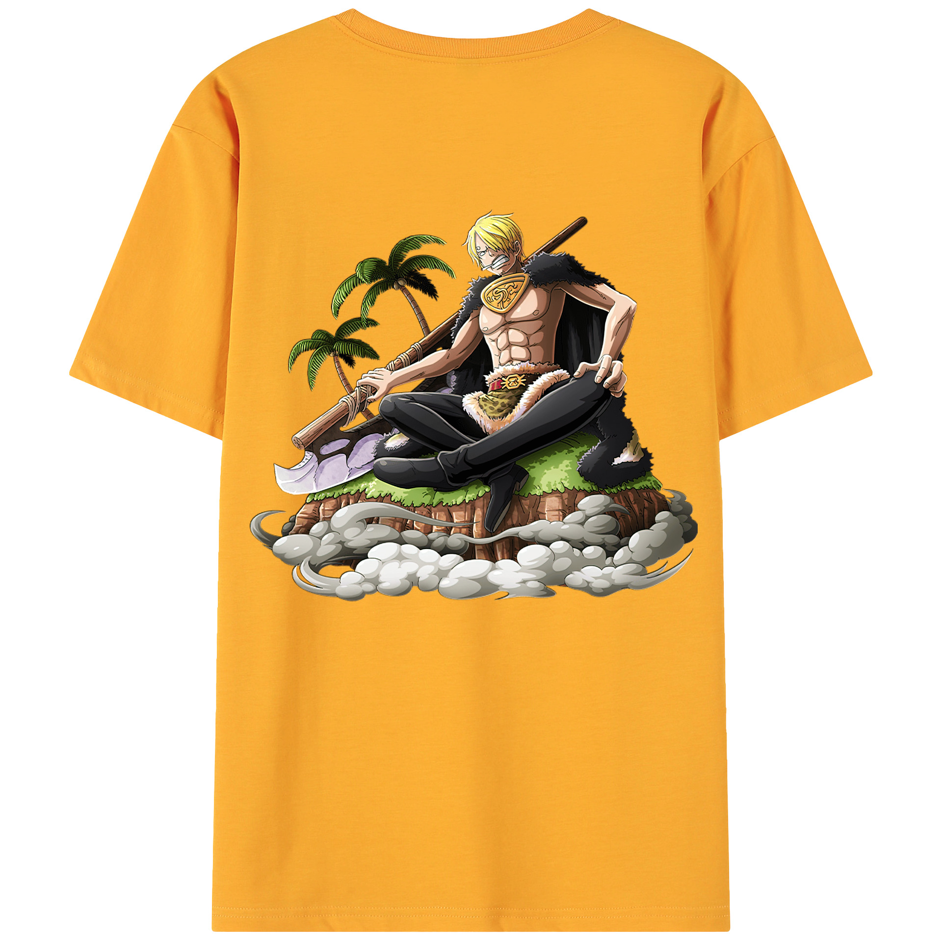 （画像用） ワンピース サンジ ONE PIECE Sanji 綿100％ メンズ半袖Tシャツ（バックプリント） 通気性