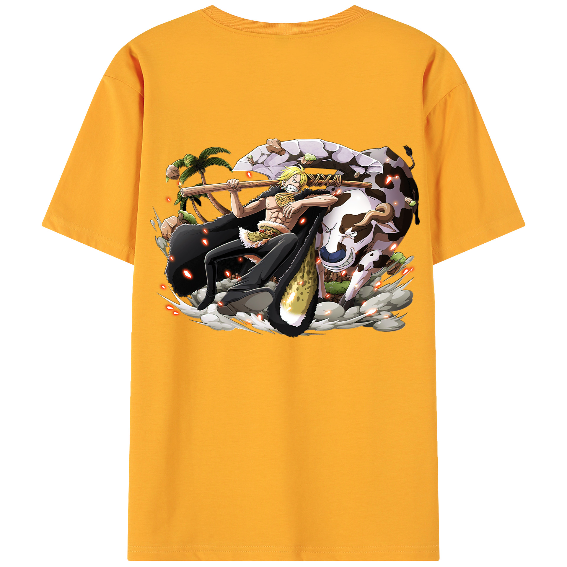 （画像用） ワンピース サンジ ONE PIECE Sanji 綿100％ メンズ半袖Tシャツ（バックプリント） 通気性