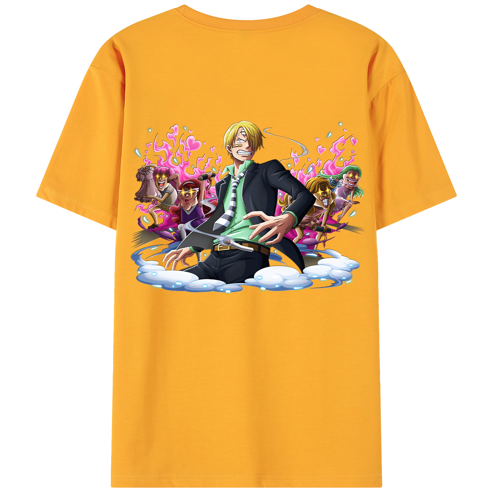 （画像用） ワンピース サンジ ONE PIECE Sanji 綿100％ メンズ半袖Tシャツ（バックプリント） 通気性