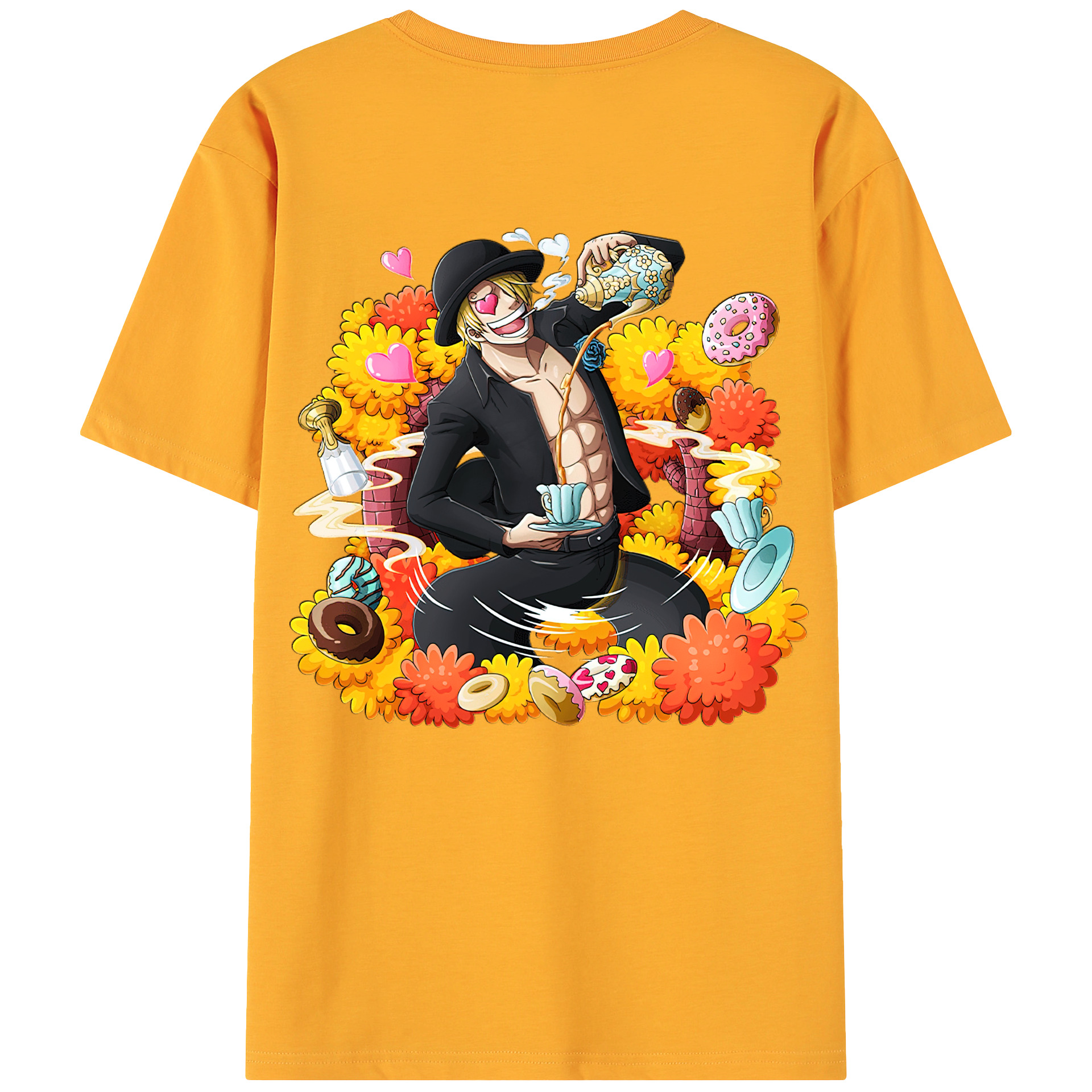 （画像用） ワンピース サンジ ONE PIECE Sanji 綿100％ メンズ半袖Tシャツ（バックプリント） 通気性