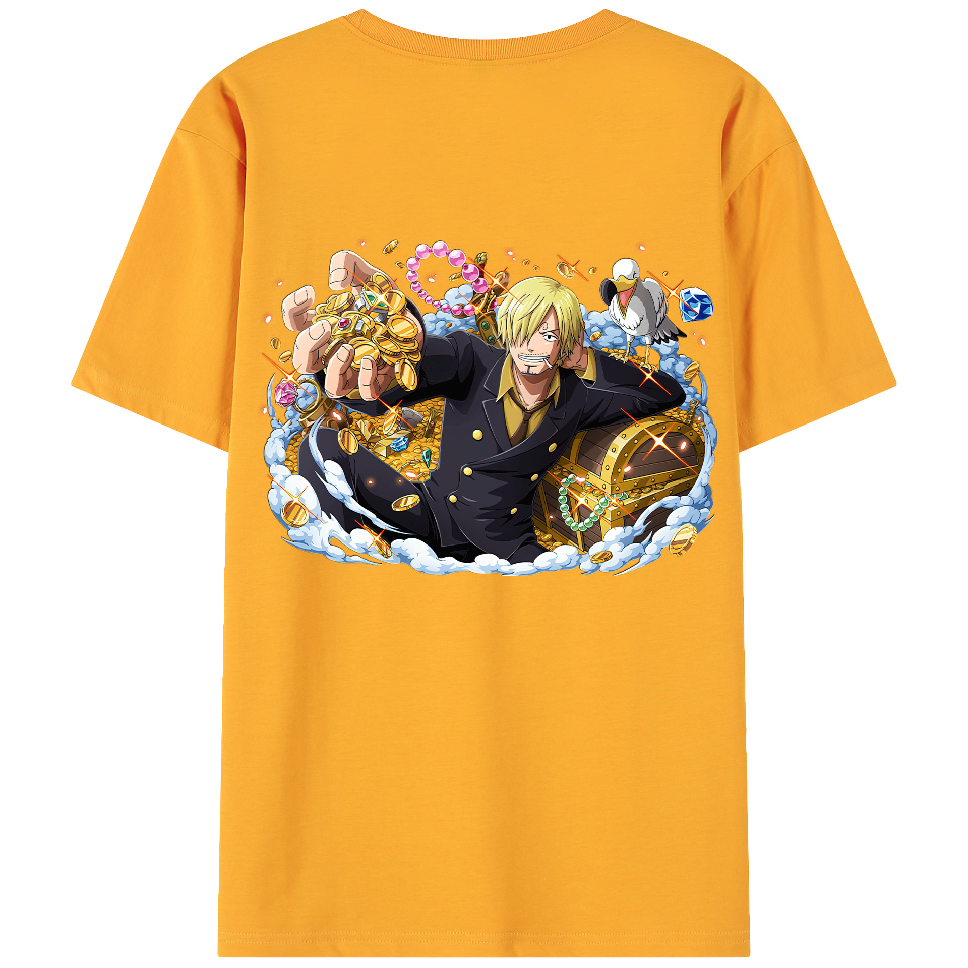 （画像用） ワンピース サンジ ONE PIECE Sanji 綿100％ メンズ半袖Tシャツ（バックプリント） 通気性