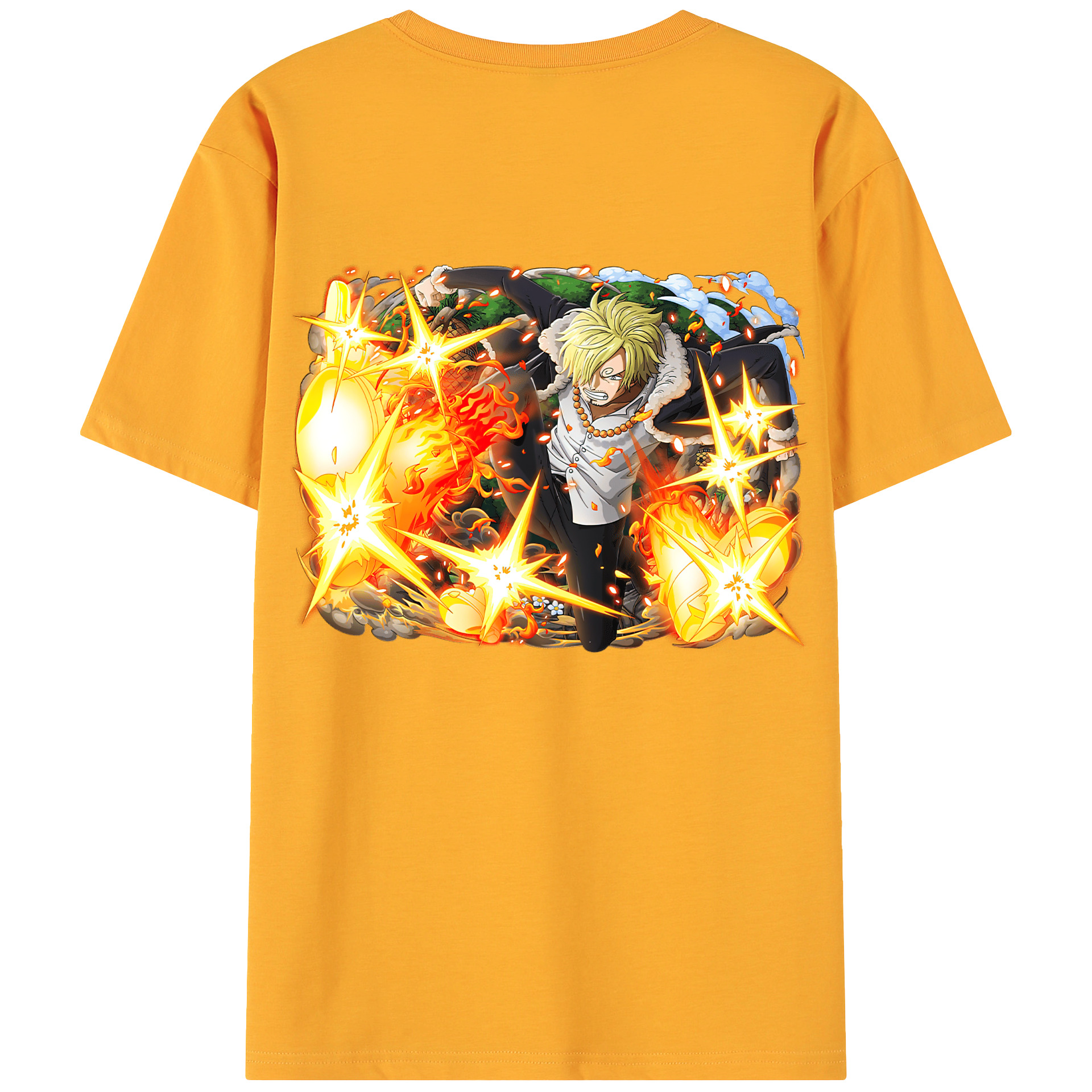 （画像用） ワンピース サンジ ONE PIECE Sanji 綿100％ メンズ半袖Tシャツ（バックプリント） 通気性