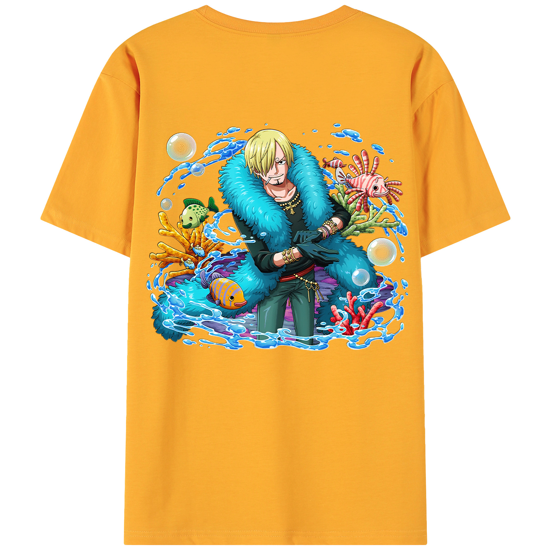 （画像用） ワンピース サンジ ONE PIECE Sanji 綿100％ メンズ半袖Tシャツ（バックプリント） 通気性