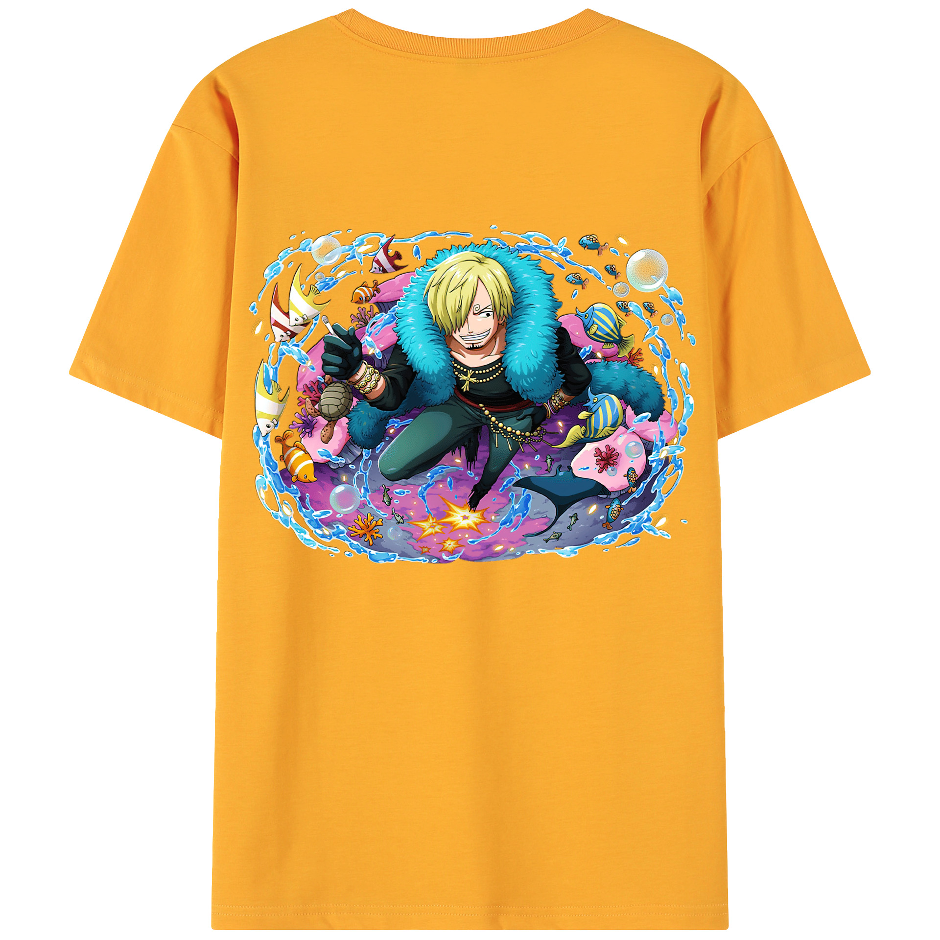 （画像用） ワンピース サンジ ONE PIECE Sanji 綿100％ メンズ半袖Tシャツ（バックプリント） 通気性