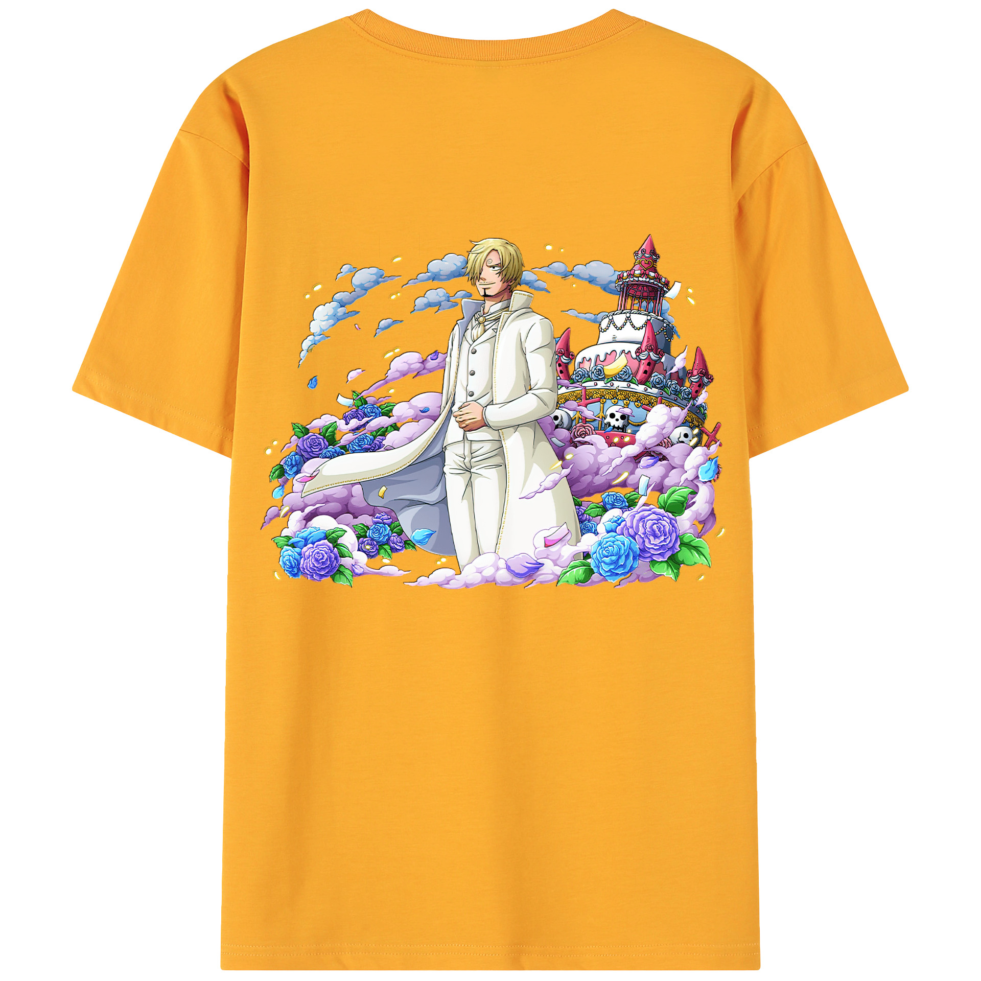 （画像用） ワンピース サンジ ONE PIECE Sanji 綿100％ メンズ半袖Tシャツ（バックプリント） 通気性