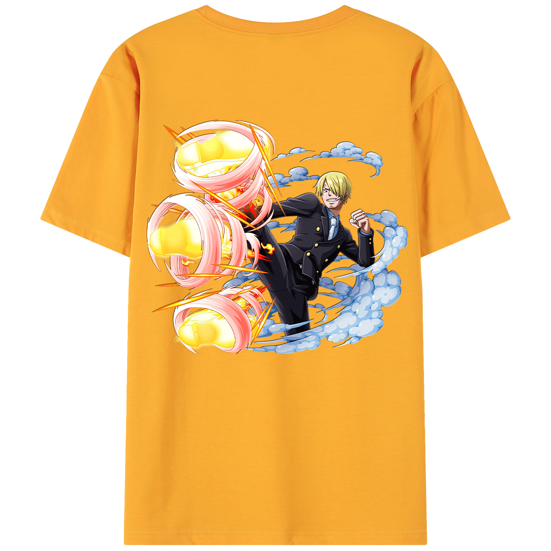 （画像用） ワンピース サンジ ONE PIECE Sanji 綿100％ メンズ半袖Tシャツ（バックプリント） 通気性